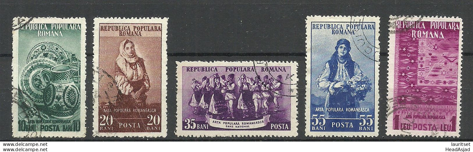 ROMANIA Rumänien 1953 Michel 1430 - 1434 O Volkskunst - Gebraucht