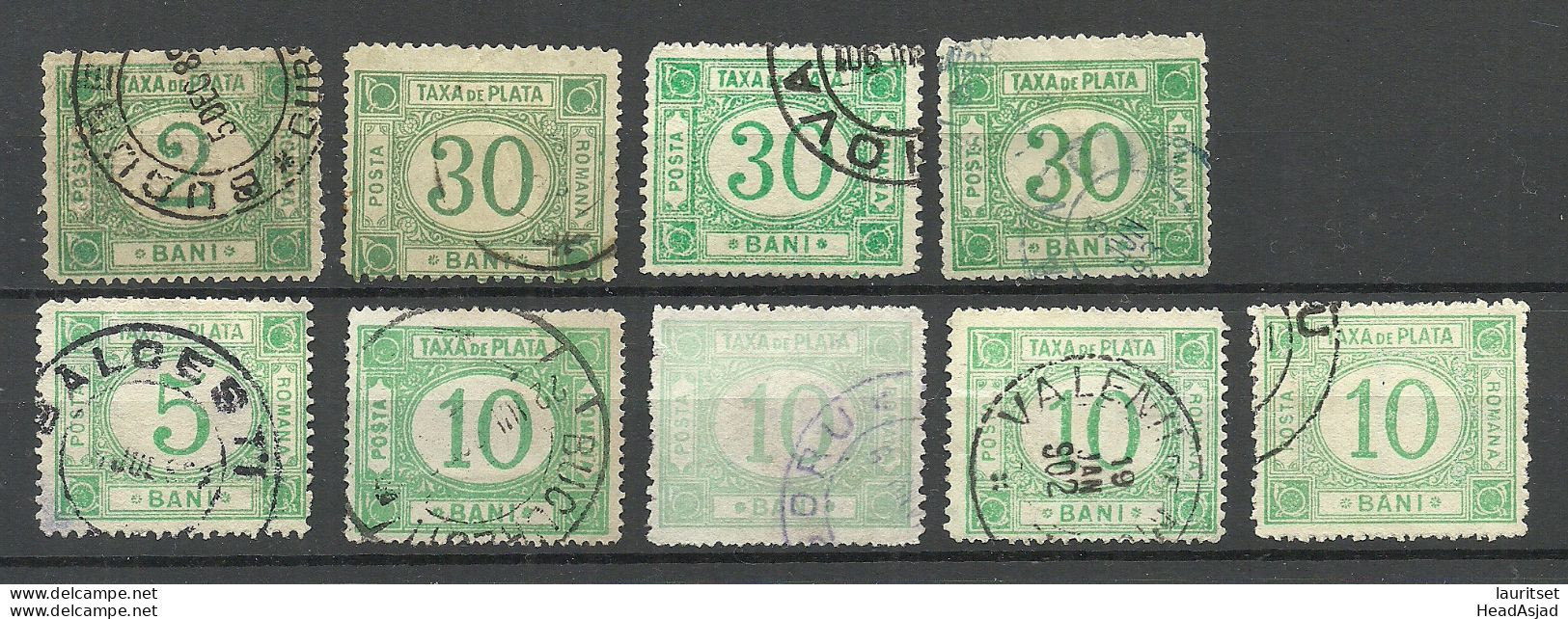 ROMANIA 1887-1910 Taxa De Plata Portomarken Postage Due, 9 Stamps, O - Steuermarken