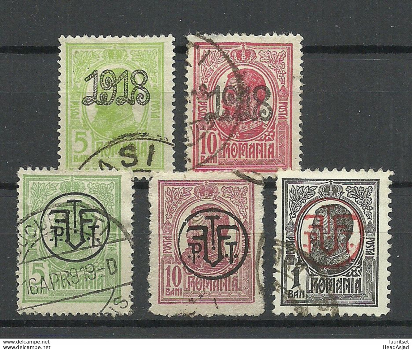 ROMANIA Rumänien 1918 Michel 238 - 239 & 248 - 250 O - Used Stamps