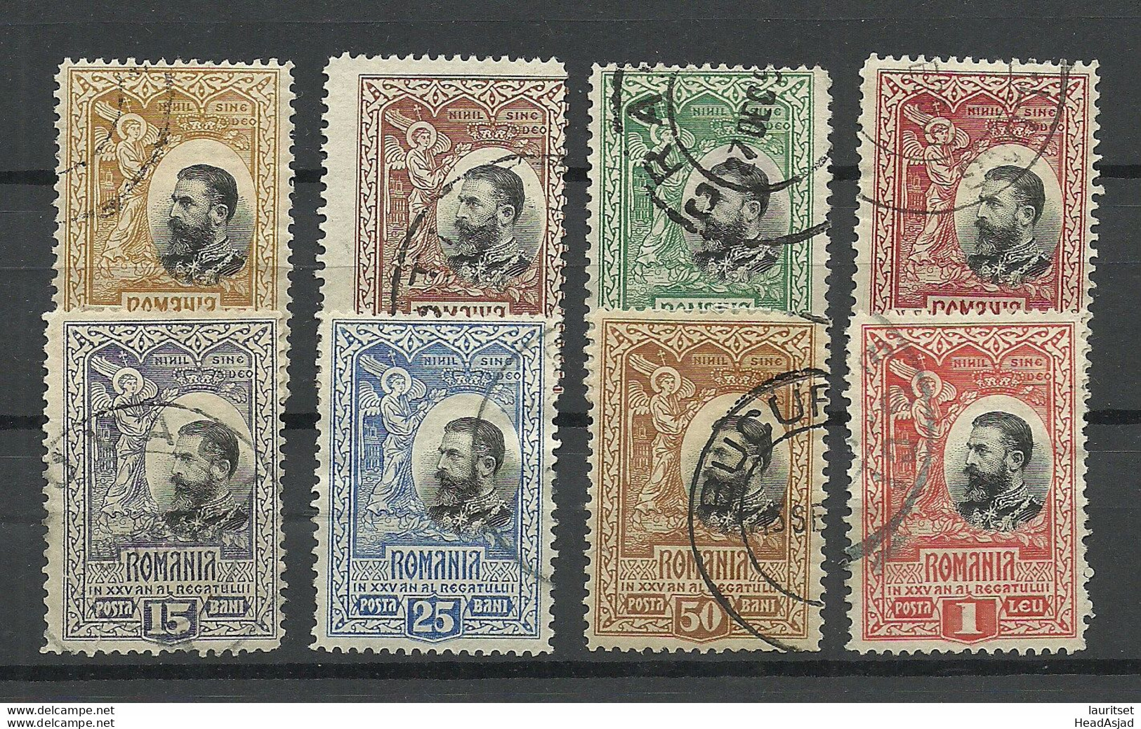 ROMANIA Rumänien 1906 = 8 Stamps From Set Michel 177 - 186 O King Karl I König - Used Stamps
