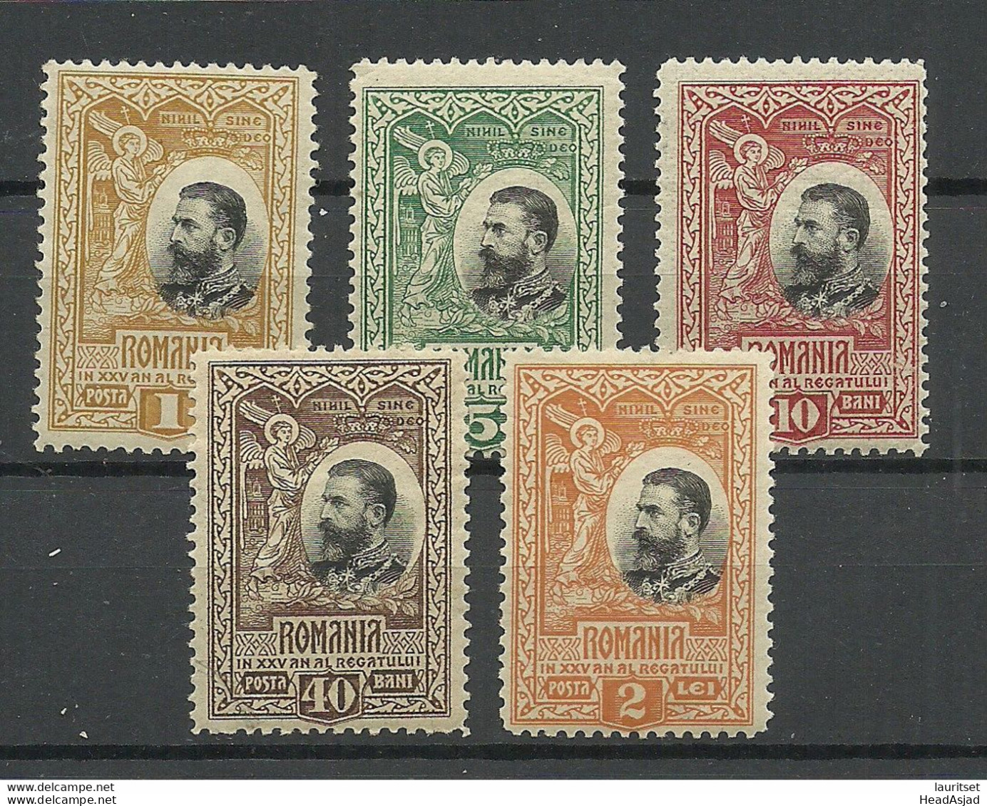ROMANIA Rumänien 1906 = 5 Stamps From Set Michel 177 - 186 * King Karl I König - Unused Stamps