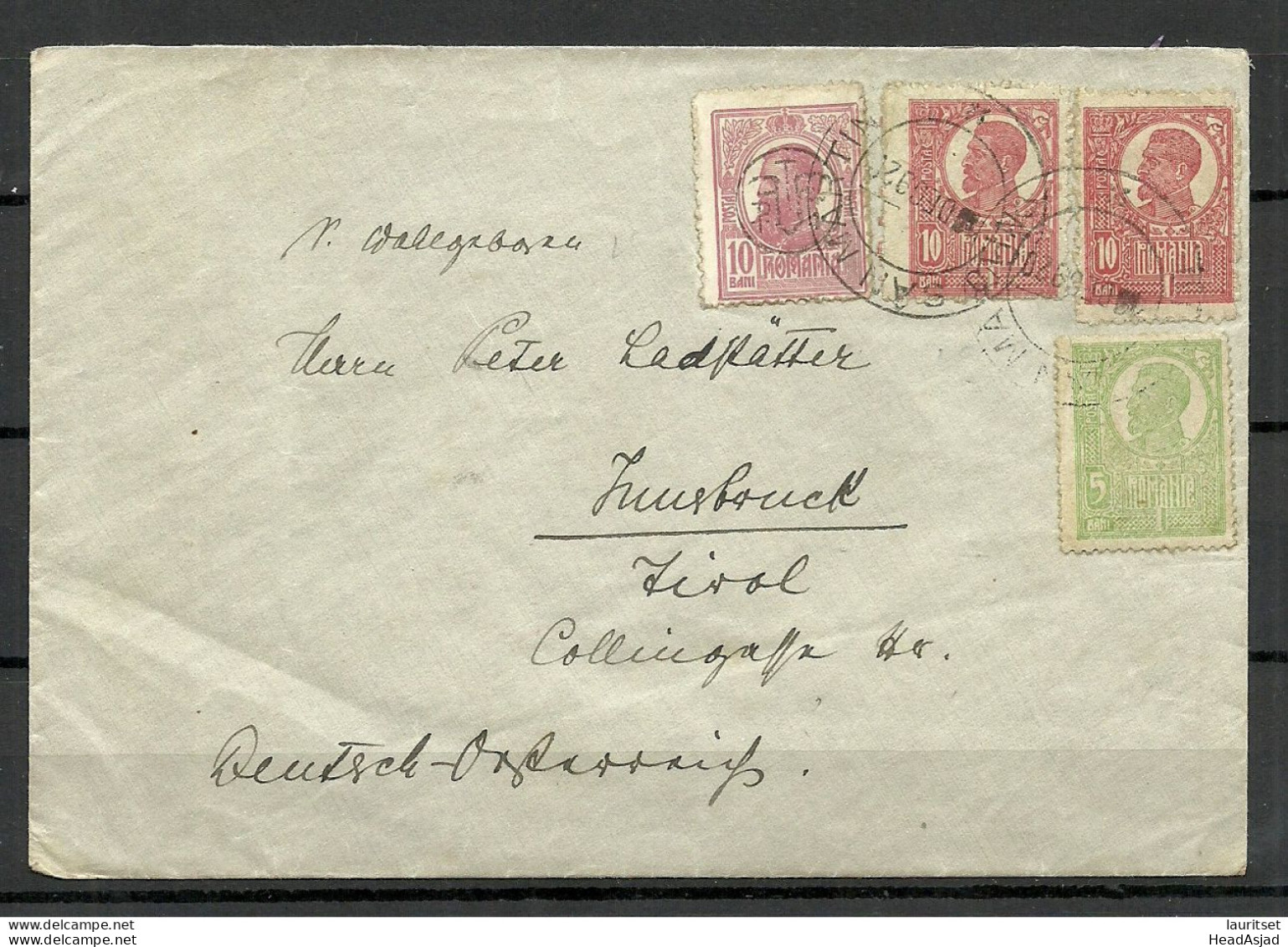 ROMANIA Rumänien 1920 Cover To Austria Innsbruck - Covers & Documents