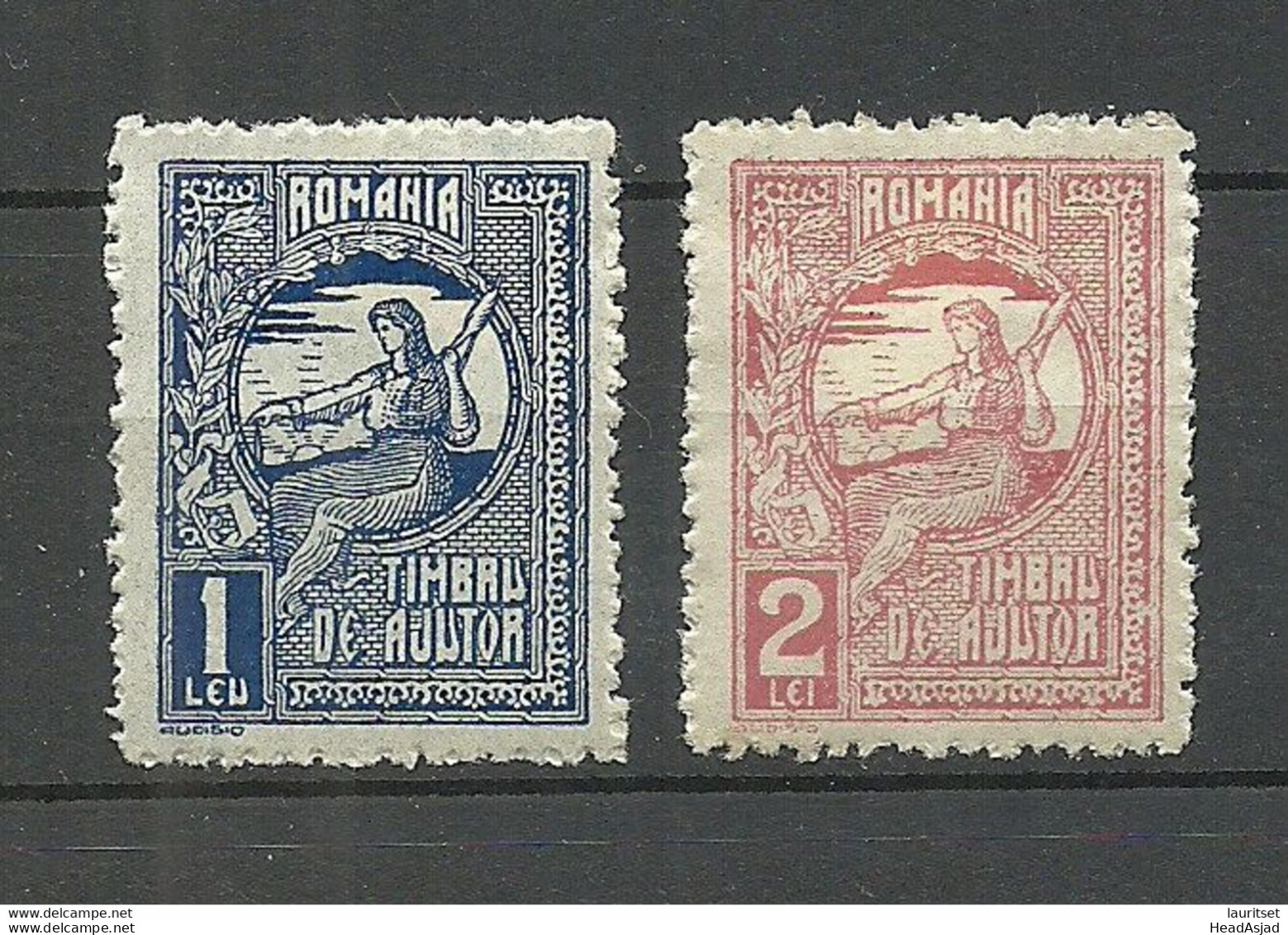 ROMANIA Rumänien Timbru De Ajutor 1 & 2 Leu * - Revenue Stamps