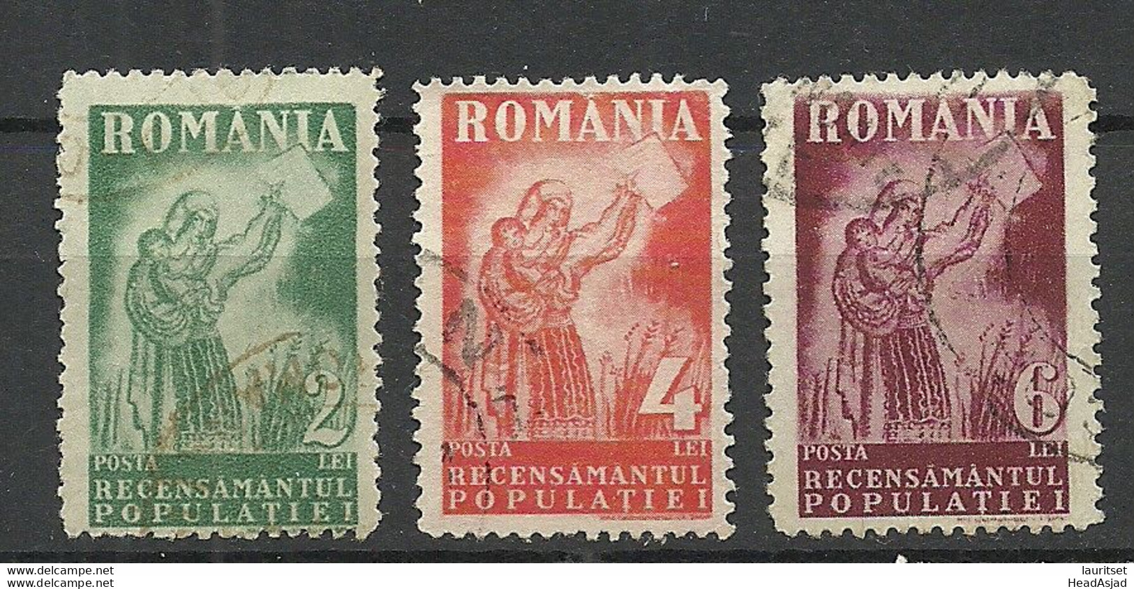 ROMANIA Rumänien 1930 Volkszählung Michel 394 - 396 O - Gebraucht