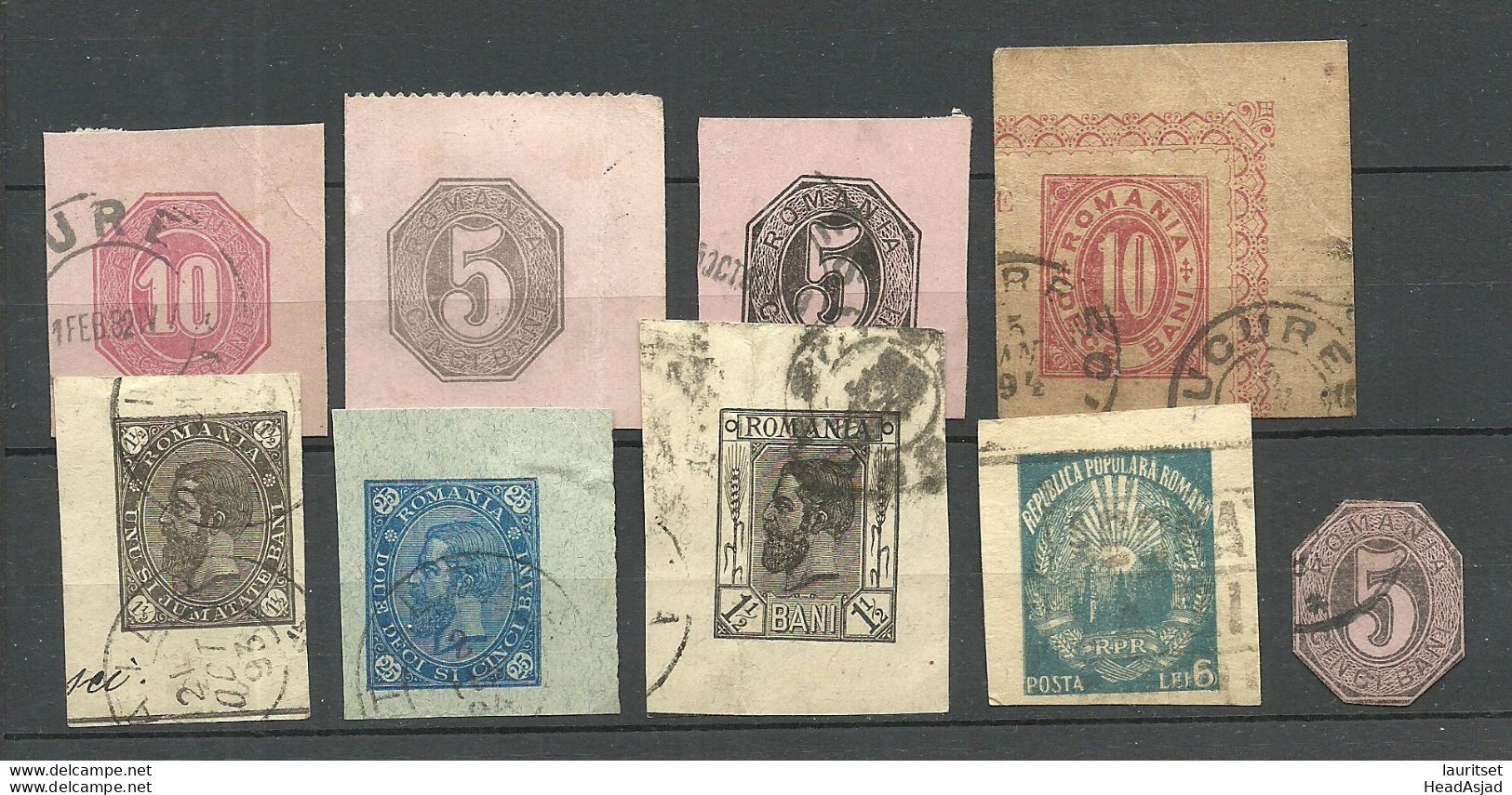ROMANIA Rumänien - Small Lot Of 10 Postal Stationery Out Cuts - Postwaardestukken