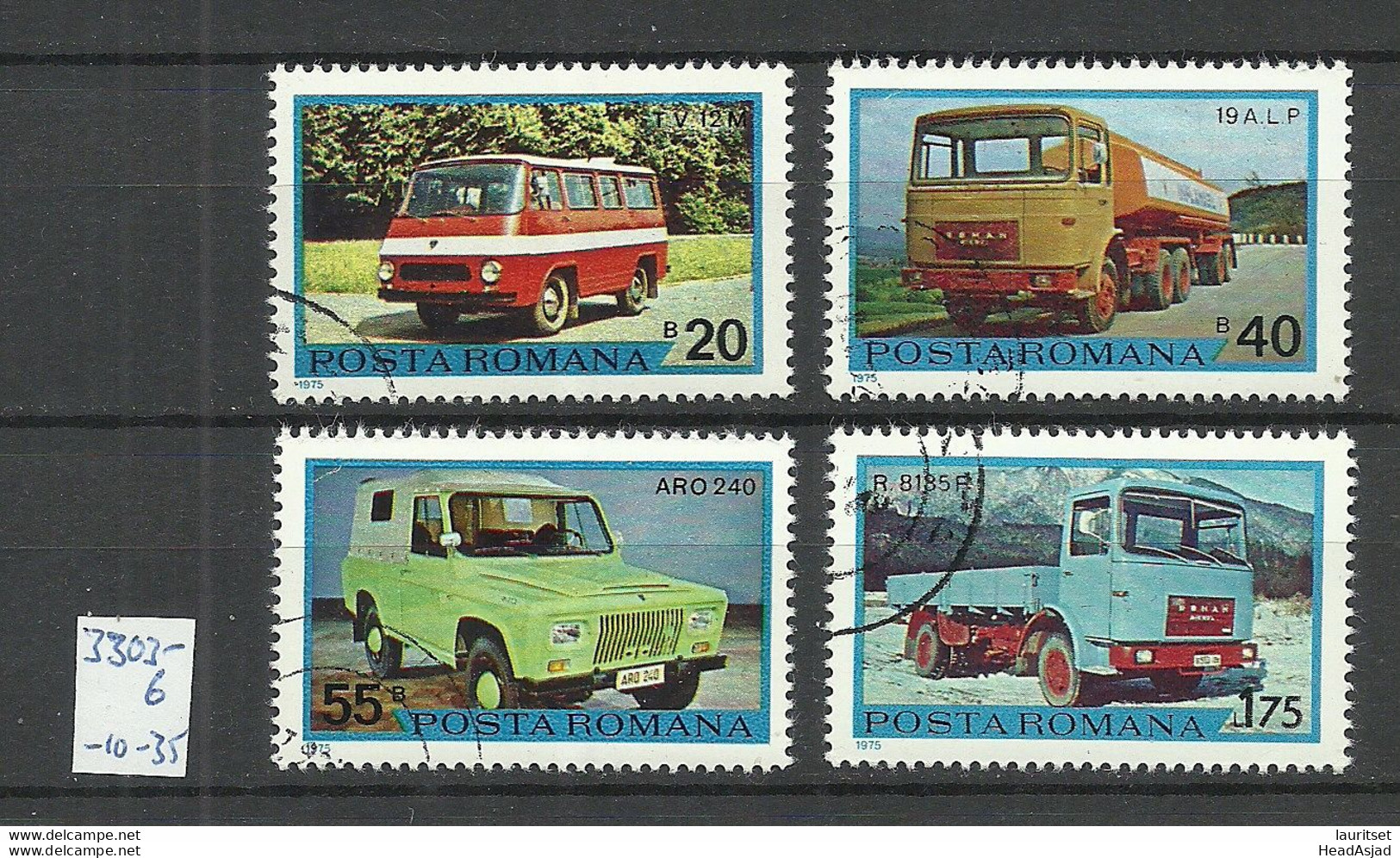 Romania 1975 Michel 3303 - 3306 O Old Cars Busses Autos Autobus - Auto's