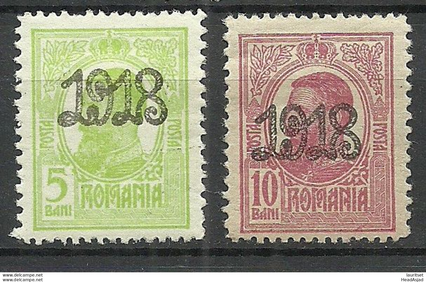 ROMANIA Rumänien 1918 Michel 238 - 239 * - Unused Stamps