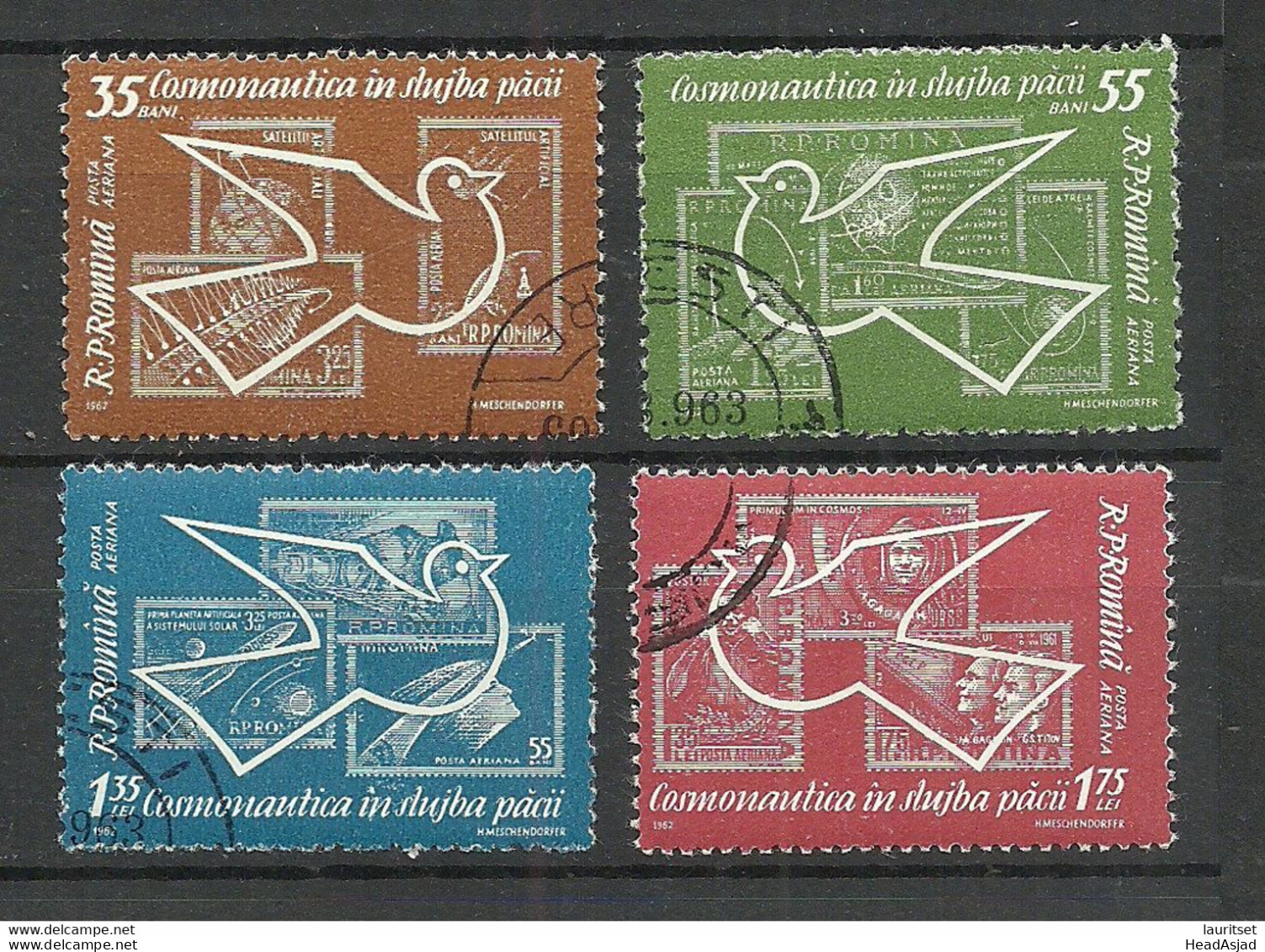 Romania 1962 Michel 2086 - 2089 Kosmonautik Space Weltraumforschung Stamps On Stamp - Stamps On Stamps