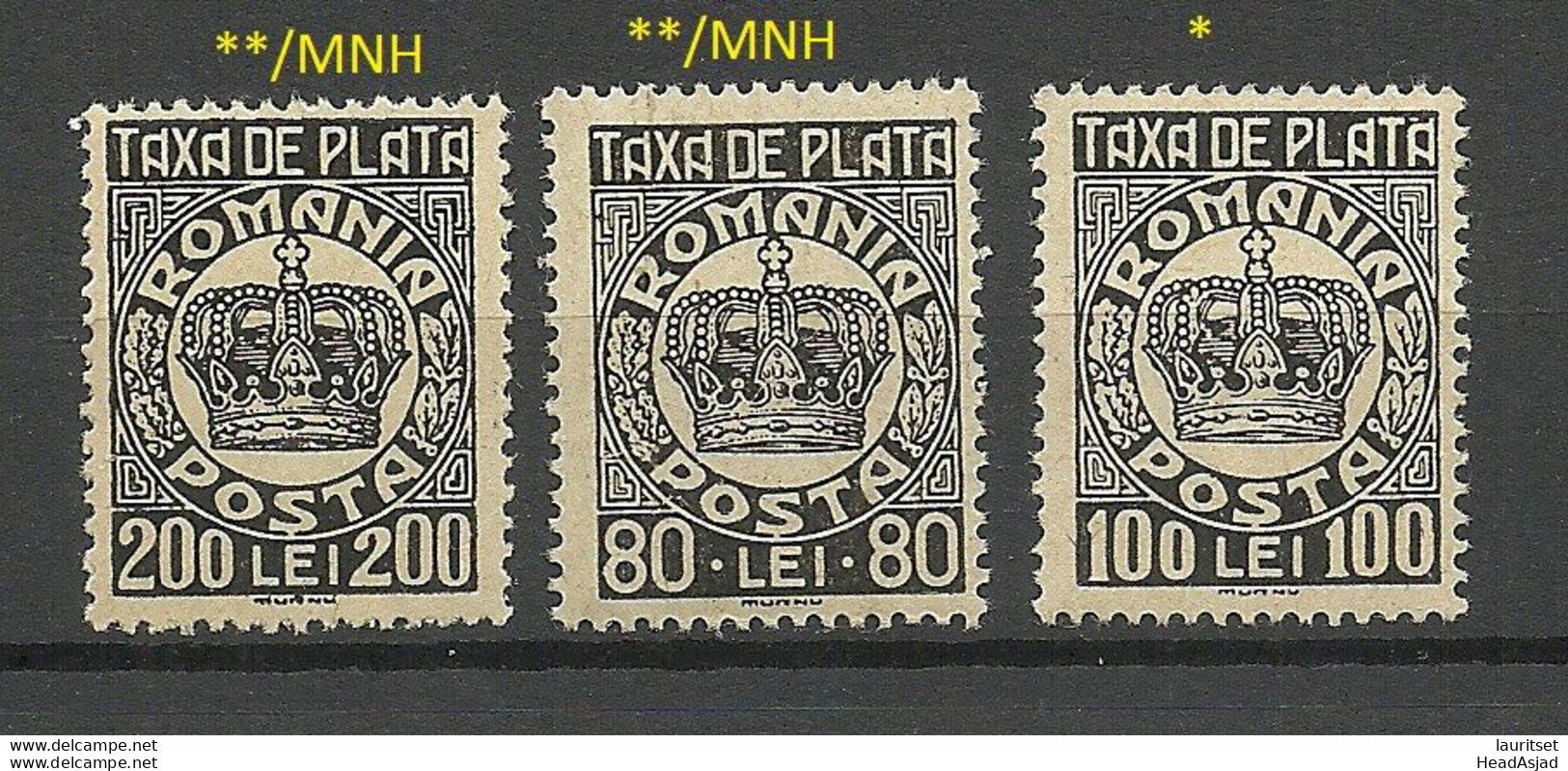 ROMANIA Rumänien 1946 Michel 77 & 80 - 81 MNH/MH Portomarken Postage Due - Colis Postaux