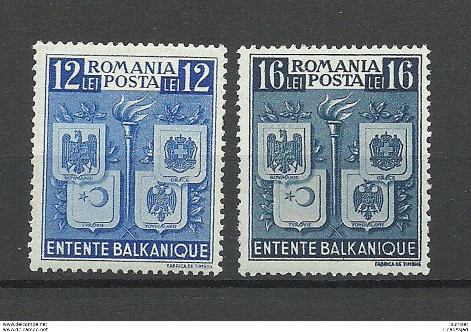 ROMANIA Rumänien 1940 Michel 615 - 616 * Balkanentente - Unused Stamps