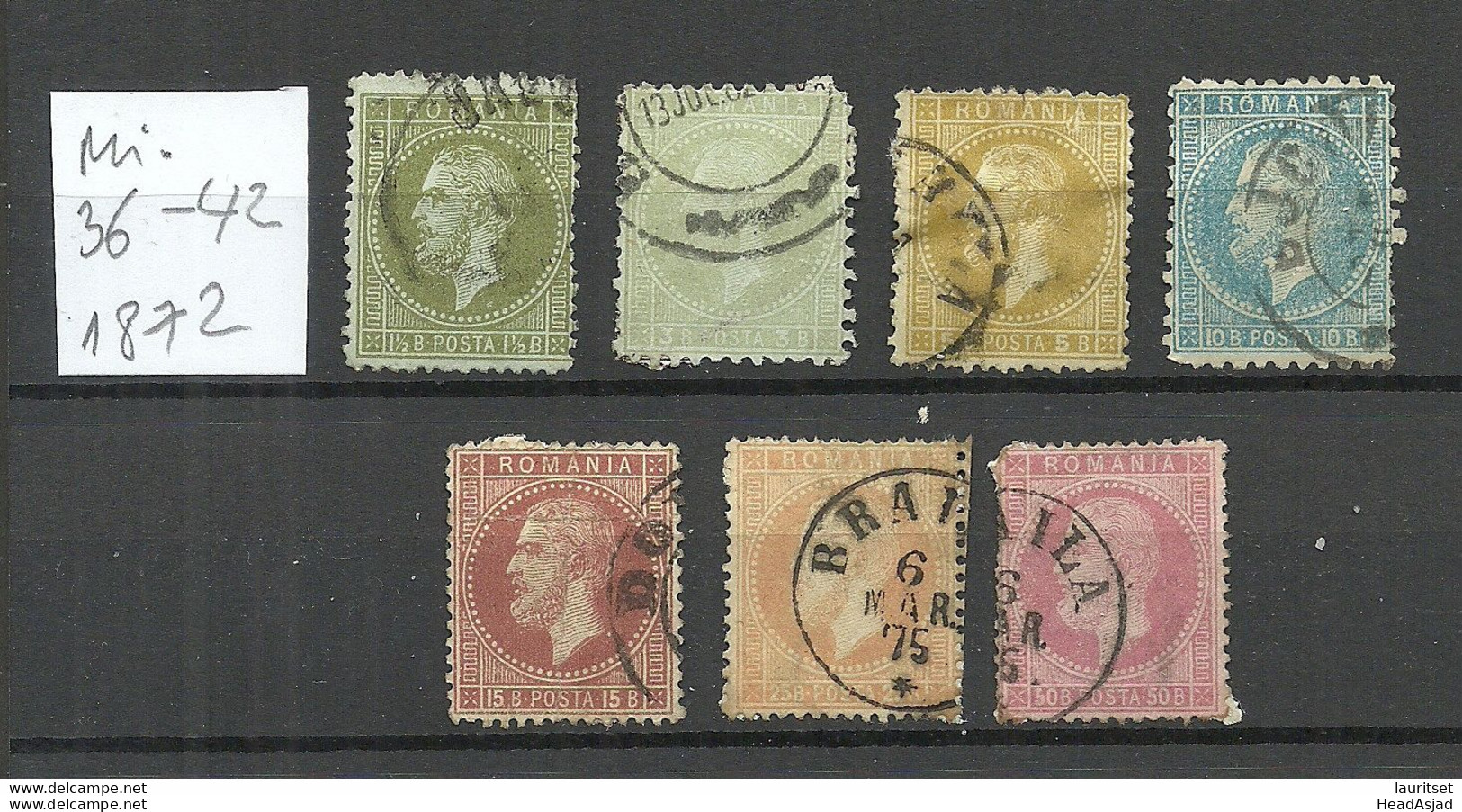 ROMANIA Rumänien 1872 Michel 36 - 42 O - 1858-1880 Fürstentum Moldau