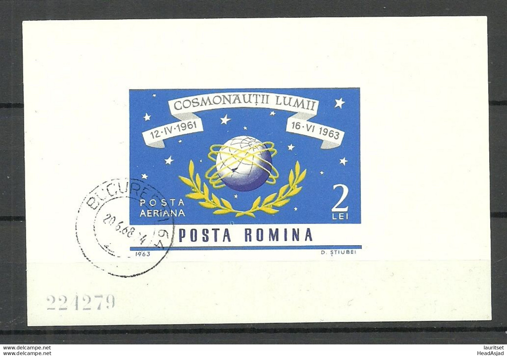 Romania 1963 Michel Block 56 S/S Kosmonautik Space Raumfahrt O - Blocs-feuillets