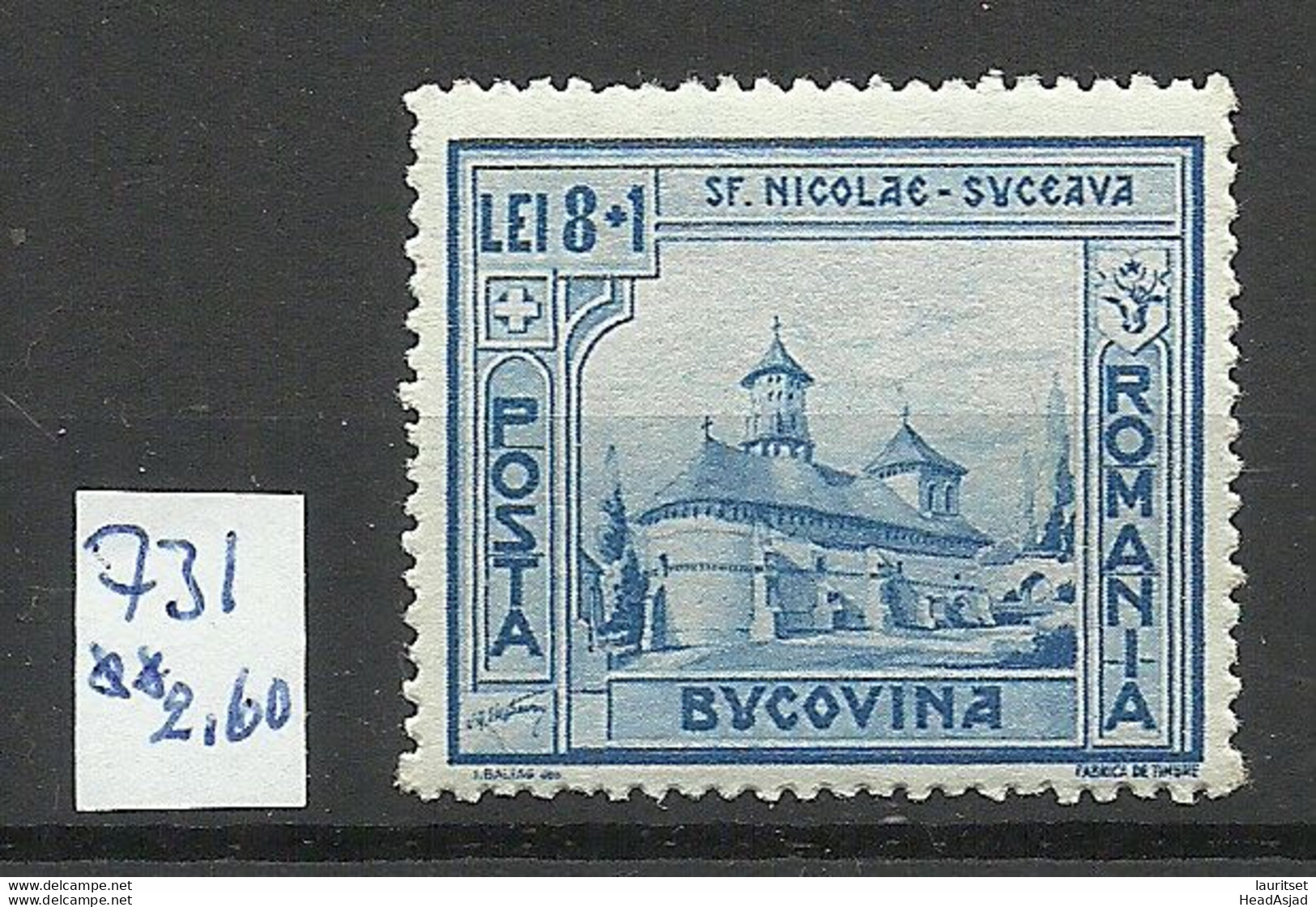 ROMANIA Rumänien 1941 Michel 738 Bucovina Arcitecture MNH - Ongebruikt