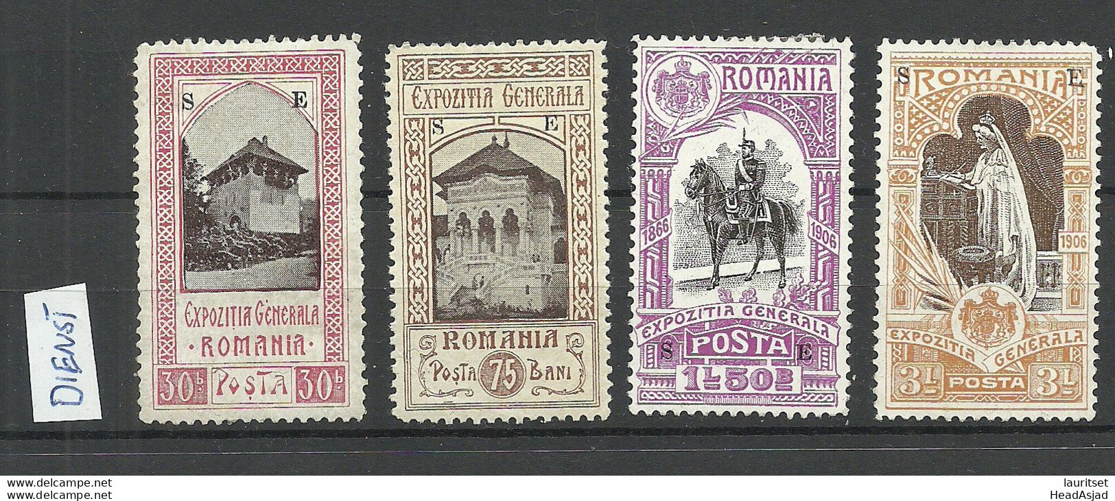 ROMANIA Rumänien 1906 - 4 Dienstmarke EXPOZITIA GENERALA With OPT "SE" * - Dienstmarken