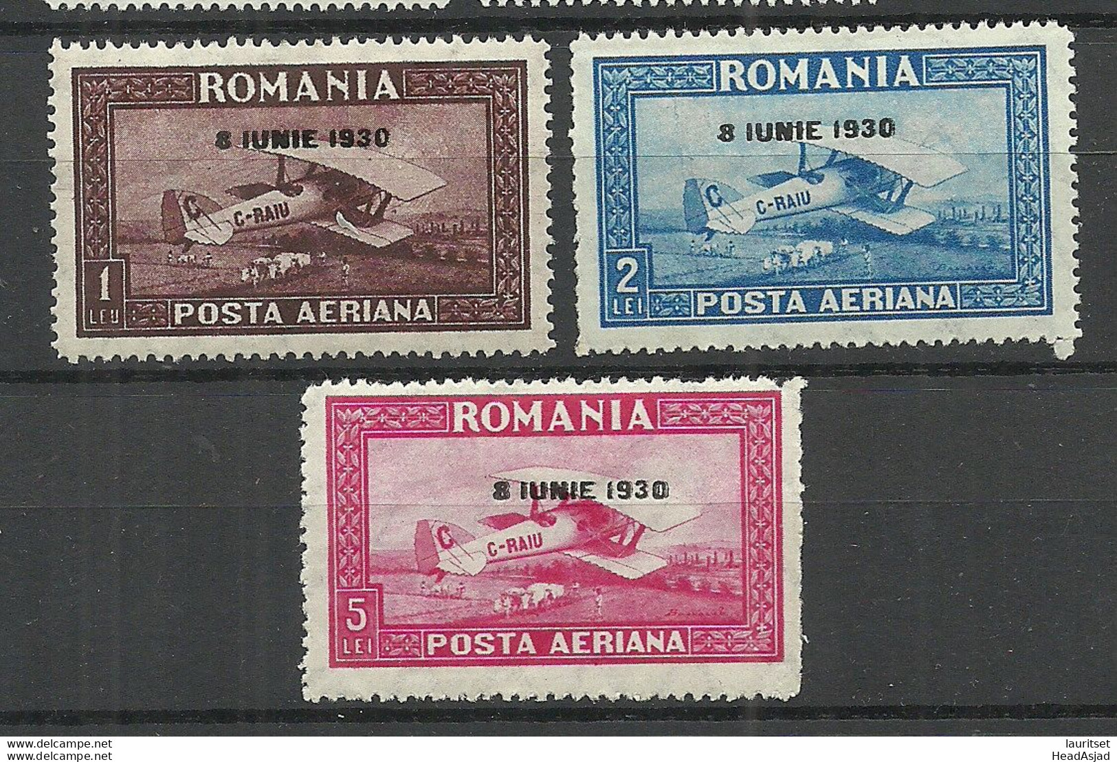 ROMANIA Rumänien 1930 Michel 372 - 374 * Air Planes Flugzeuge - Ungebraucht