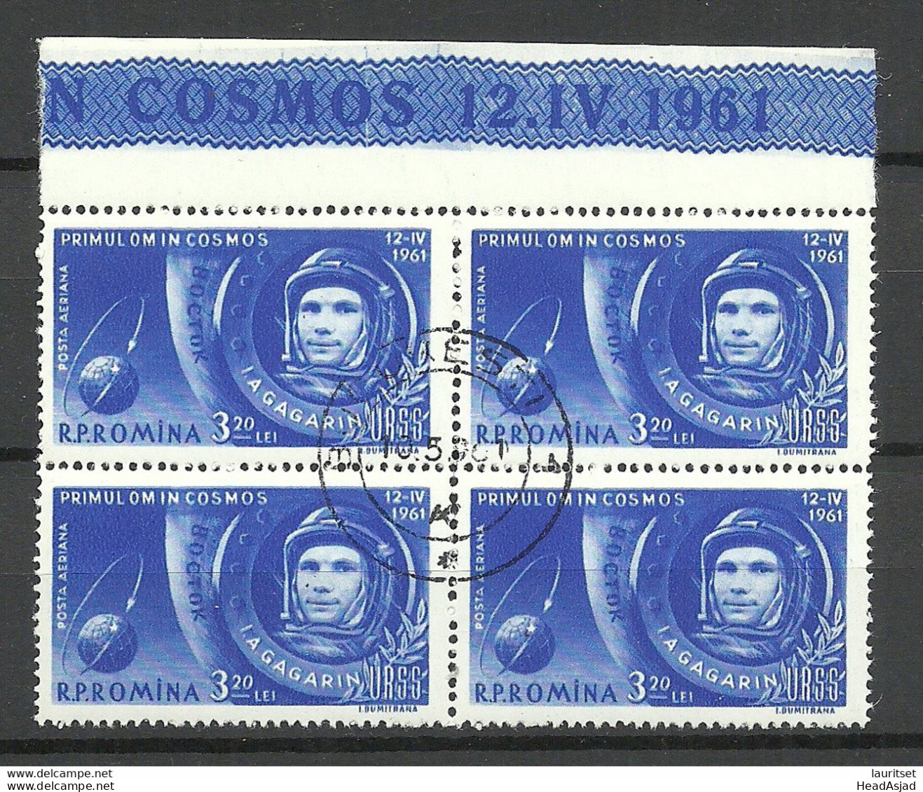 Romania 1961 Michel 1963 Gagarin Kosmonautik Space As 4-block O - Europe