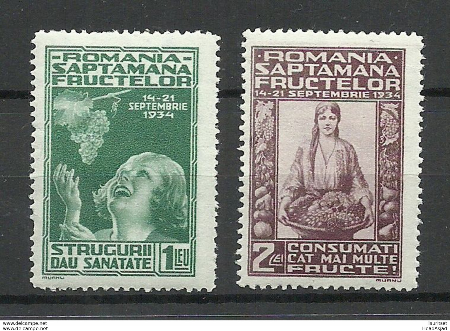 ROMANIA Rumänien 1934 Micel 478 - 479 MNH Fruchtausstellung - Unused Stamps