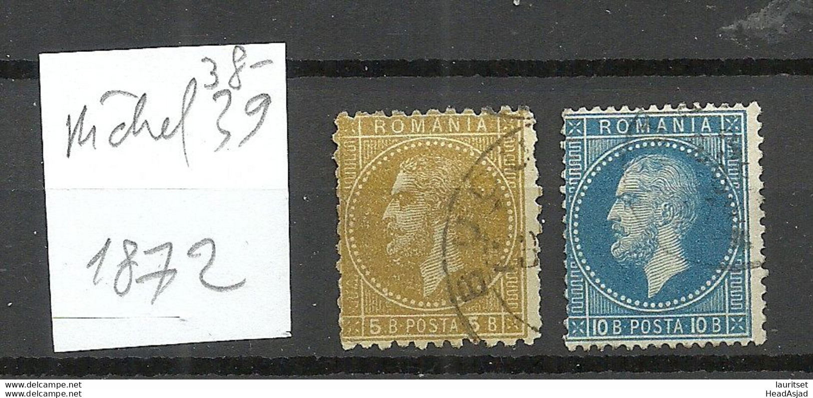 ROMANIA Rumänien 1872 Michel 38 - 39 O - 1858-1880 Moldavia & Principality