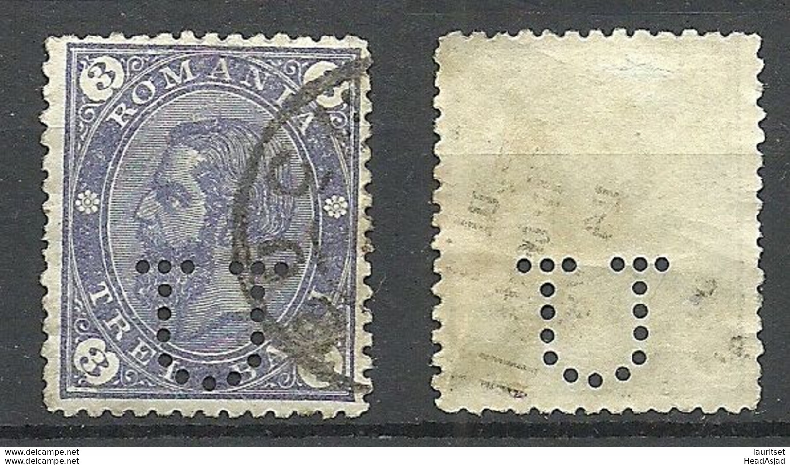 ROMANIA Rumänien 1890 Michel 84 O Interesting Perfin Firmeneinlochung - Used Stamps