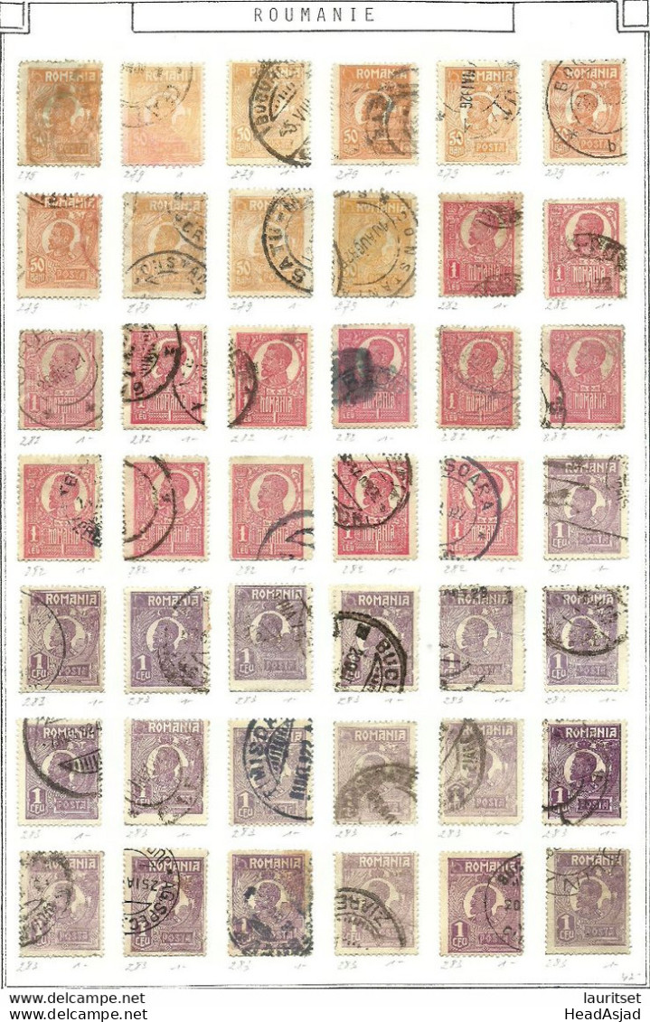 ROMANIA Rumänien 1920-1922 Lot 42 King Karl I König Stamps On Page, Used - Gebruikt