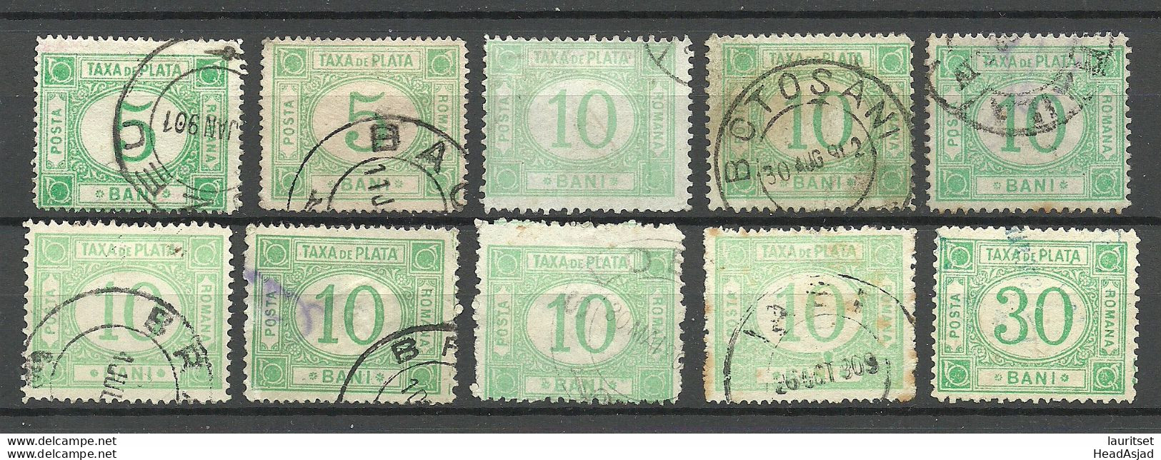 ROMANIA ROMANA 1887/90, 10 Portomarken Postage Due, O - Port Dû (Taxe)