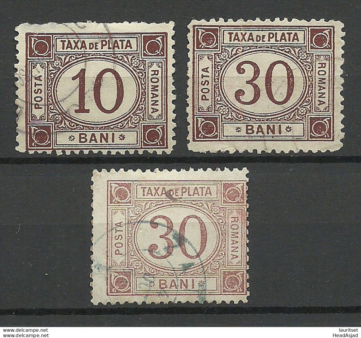 ROMANIA Rumänien 1881 & 1885 Portomarken Postage Due Michel 3 - 4 & 8 O - Port Dû (Taxe)