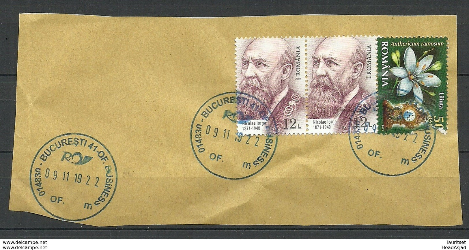 ROMANIA Rumänien O 2019 Cover Cut Out O Bucuresti 2 X Nicolae Iorga - Used Stamps