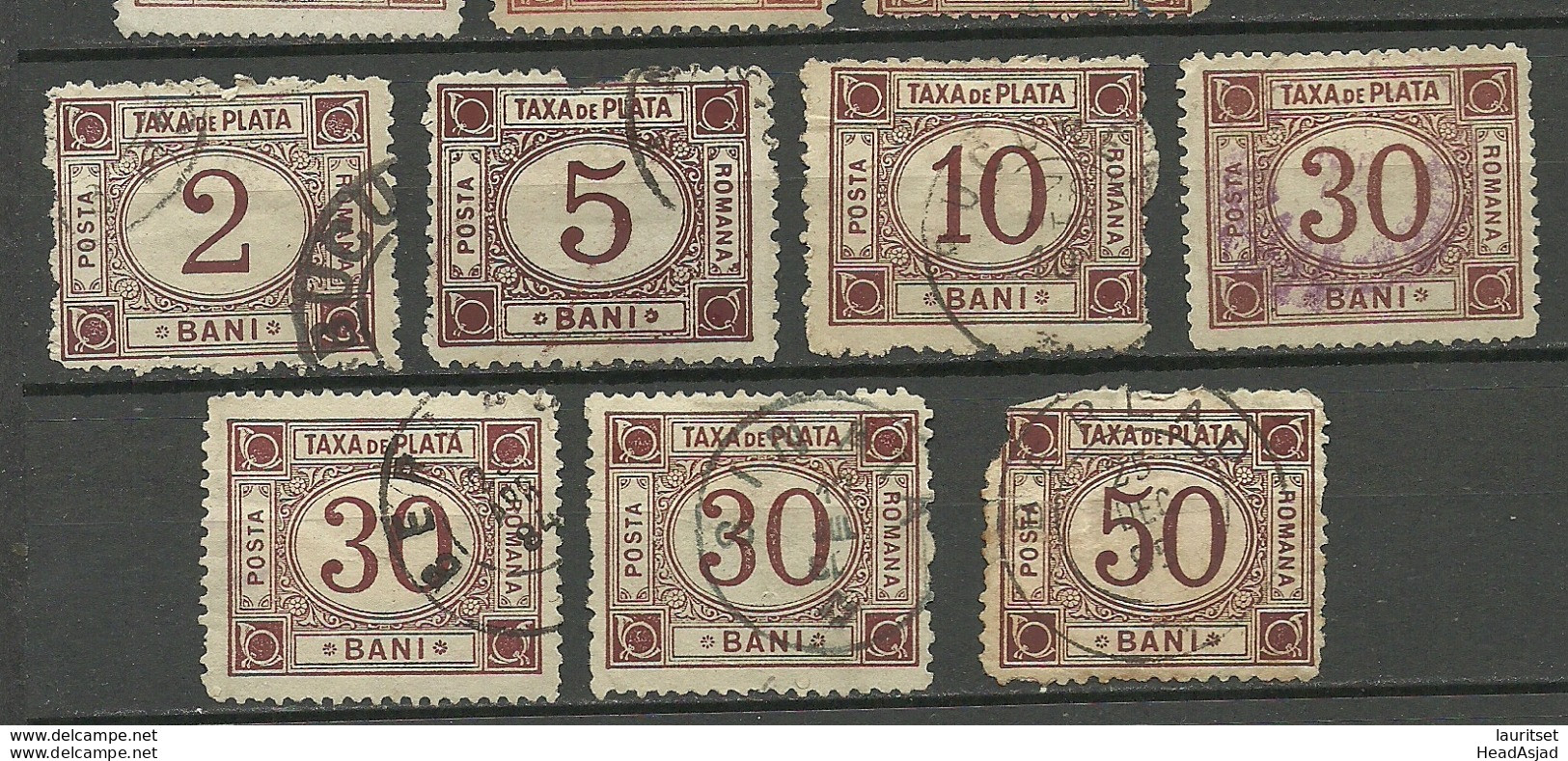 ROMANIA Rumänien 1885 Portomarken Postage Due Michel 1 - 5 O Different Perforations - Port Dû (Taxe)