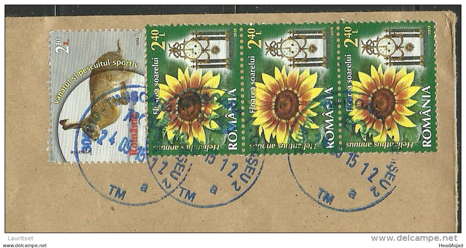 ROMANIA Rumänien 2015 Registered Air Mail Letter To Estonia Sonnenblume Hase Hare - Storia Postale