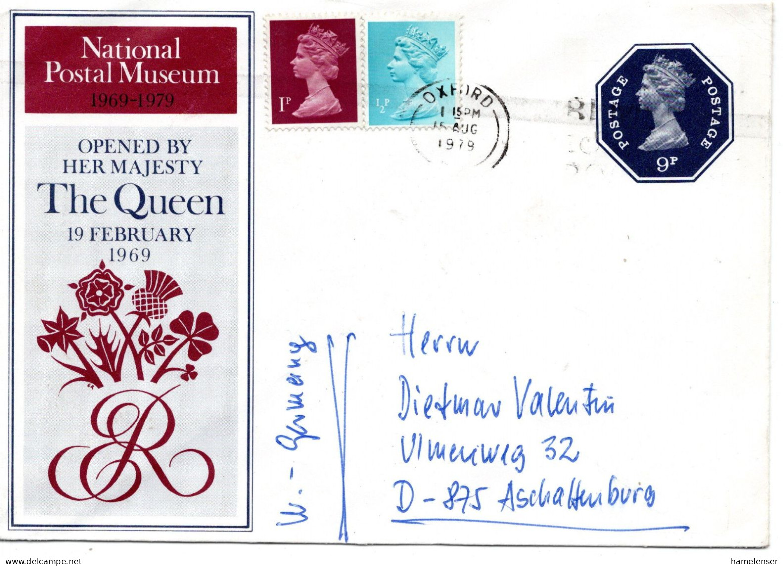 78859 - Grossbritannien - 1979 - 9p Machin PGAU Postmuseum M ZusFrankatur OXFORD - ... -> Westdeutschland - Post