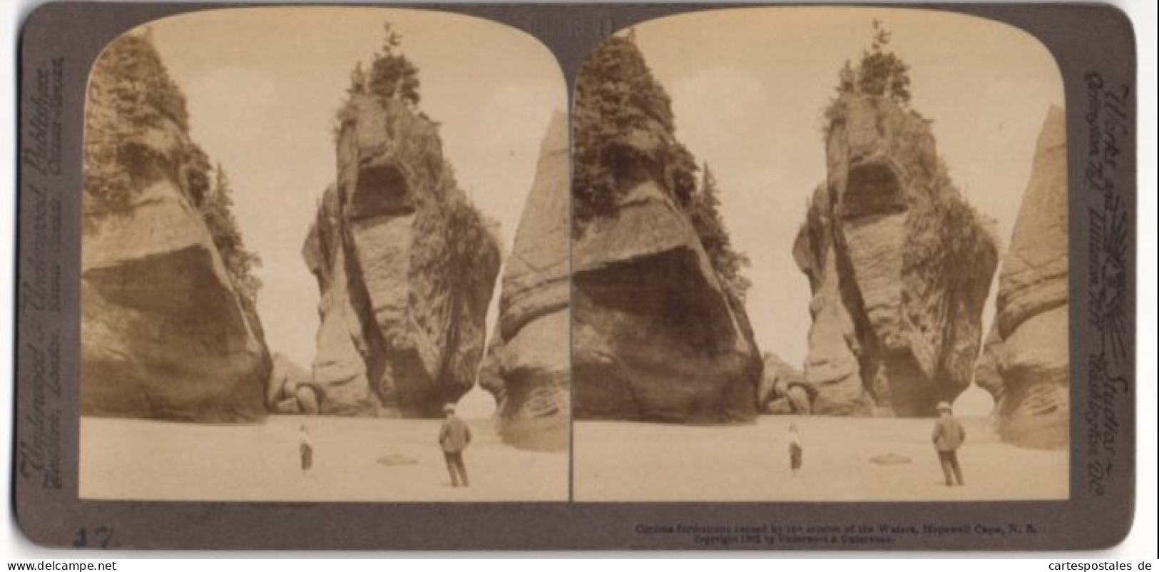 Stereo-Fotografie Underwood & Underwood, New York, Ansicht Hopewell Cape, Felsformation  - Stereo-Photographie