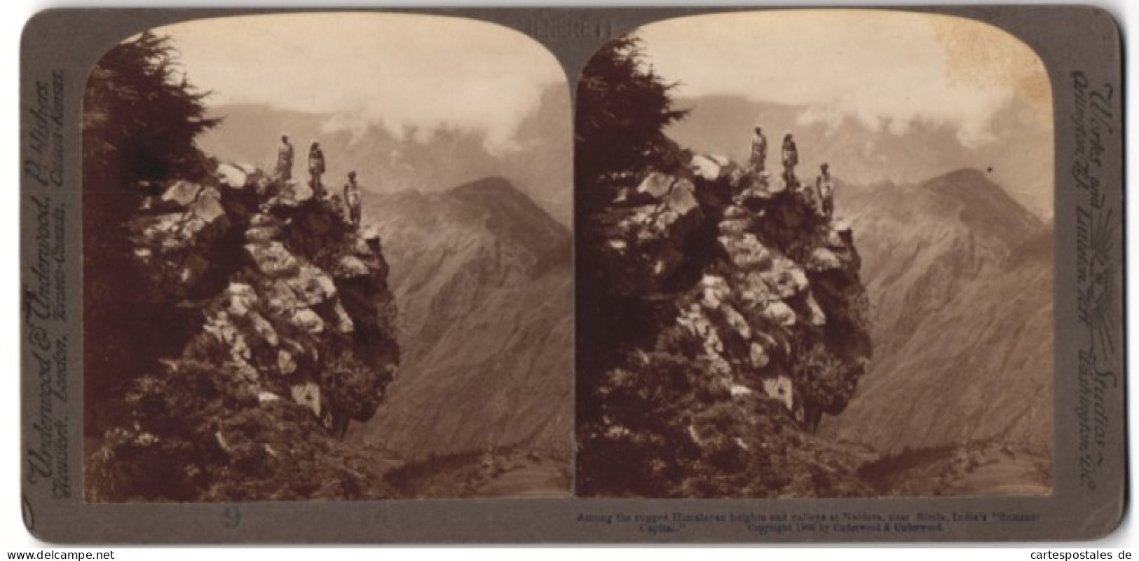 Stereo-Fotografie Underwood & Underwood, New York, Ansicht Simla / Indien, Himalaya Gebirgszug  - Stereo-Photographie