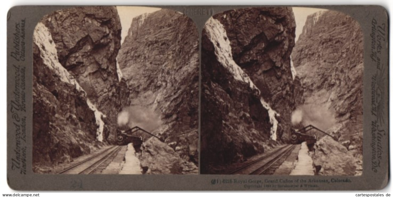 Stereo-Fotografie Underwood & Underwood, New York, Bergbahn-Zahnradbahn In Der Royal Gorge Colorado  - Stereoscopic