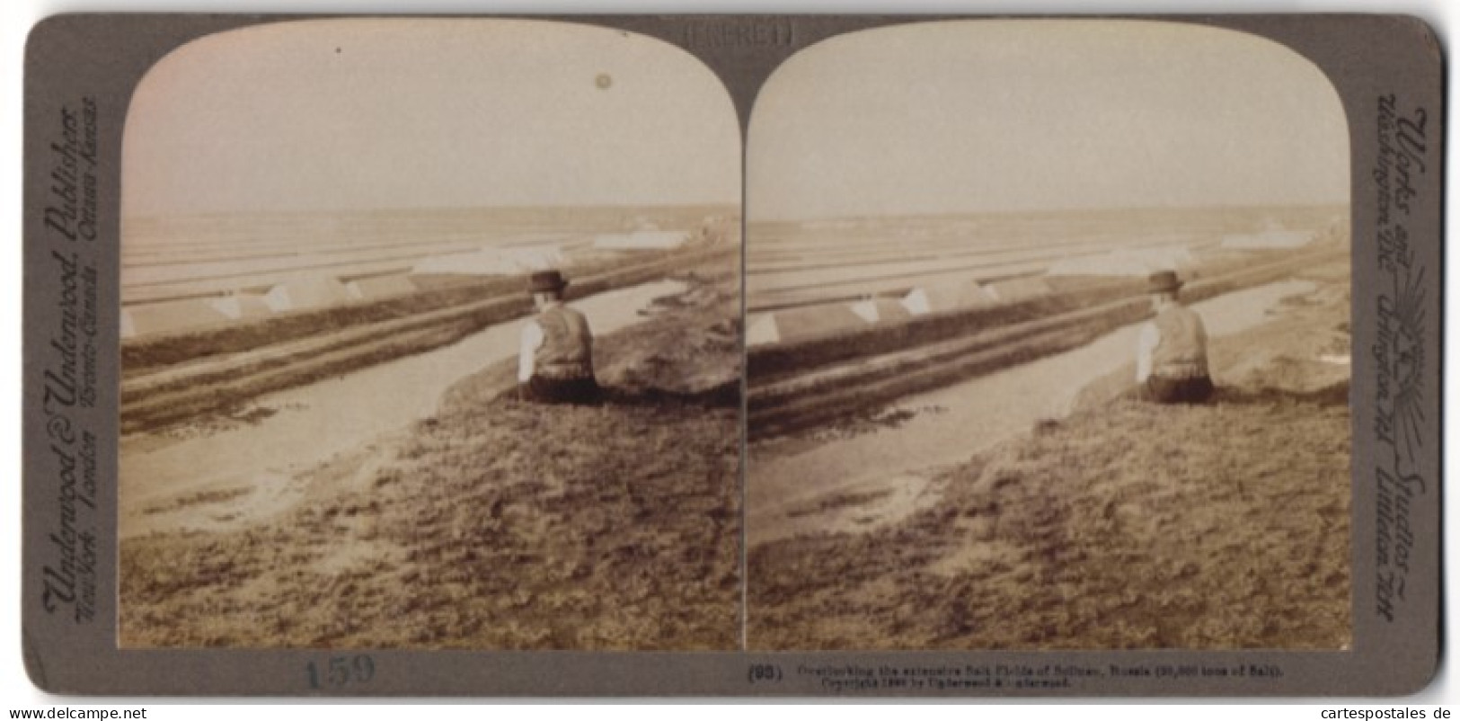 Stereo-Fotografie Underwood & Underwood, New York, Salzfelder Einer Saline In Russland  - Métiers