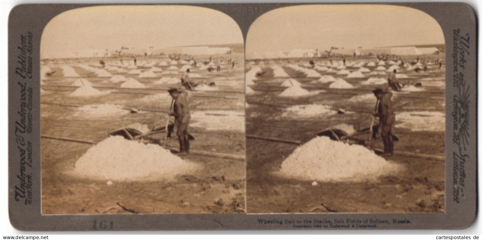 Stereo-Fotografie Underwood & Underwood, New York, Arbeiter Schuftet Auf Den Salzfeldern Einer Saline In Russland  - Professions