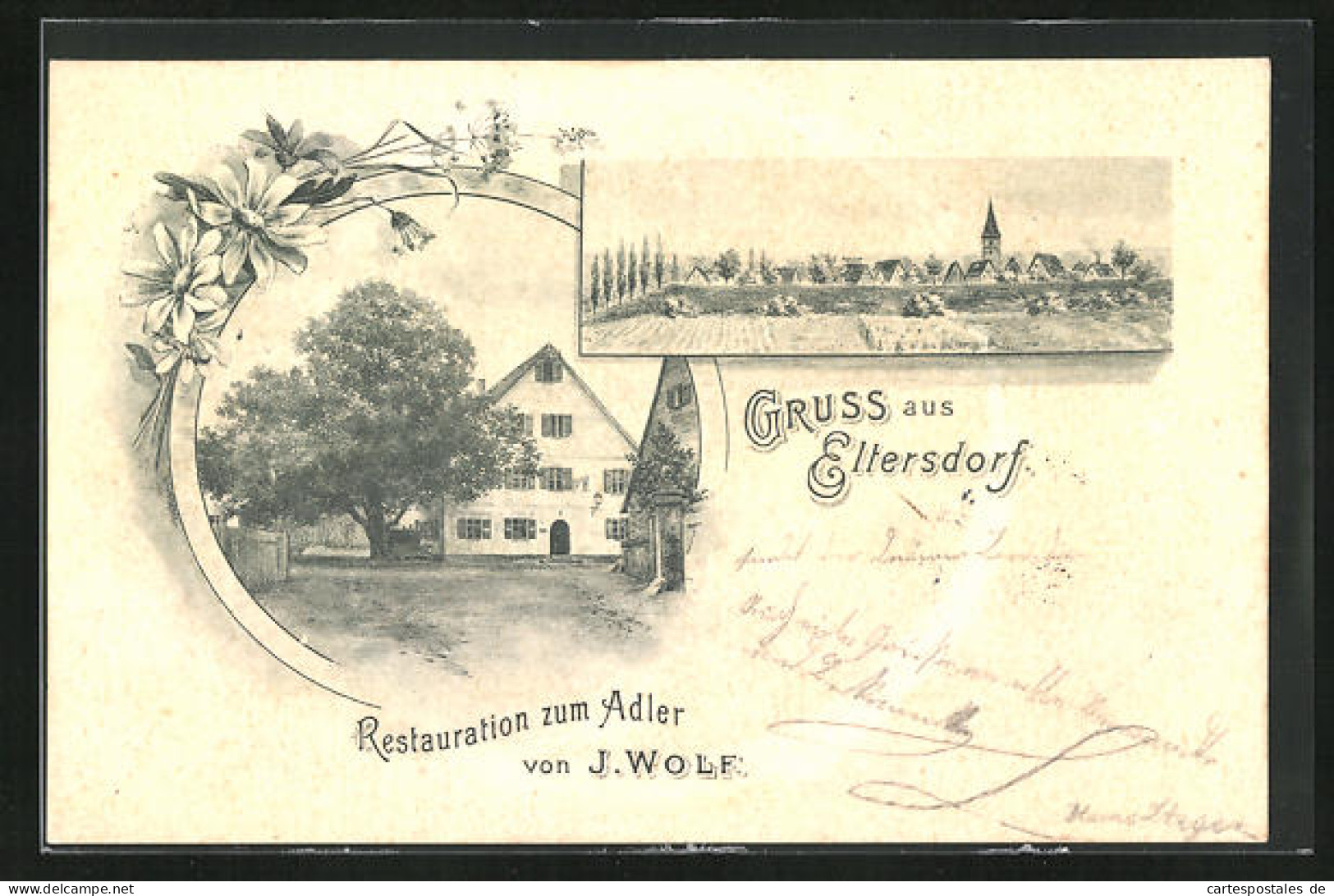 AK Eltersdorf / Erlangen, Restaurant Zum Adler, Teilansicht  - Erlangen