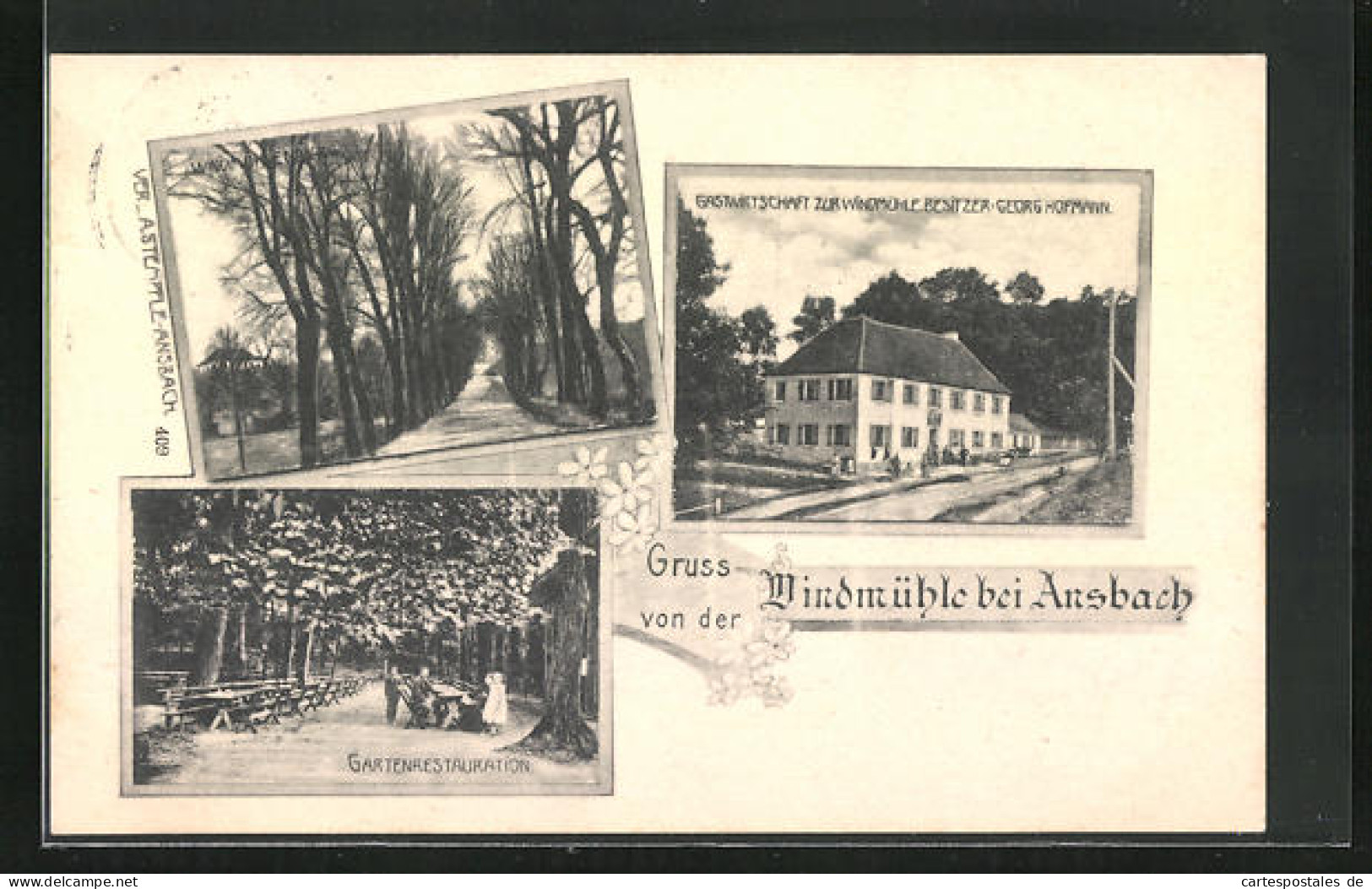 AK Ansbach, Gasthaus Zur Windmühle, Gartenrestauration  - Ansbach