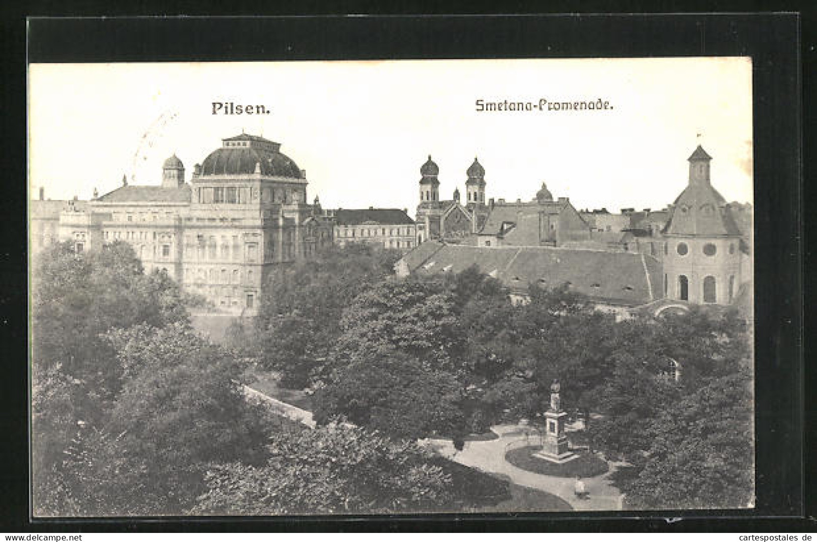 AK Pilsen, Park-Promenade Mit Synagoge  - Tchéquie