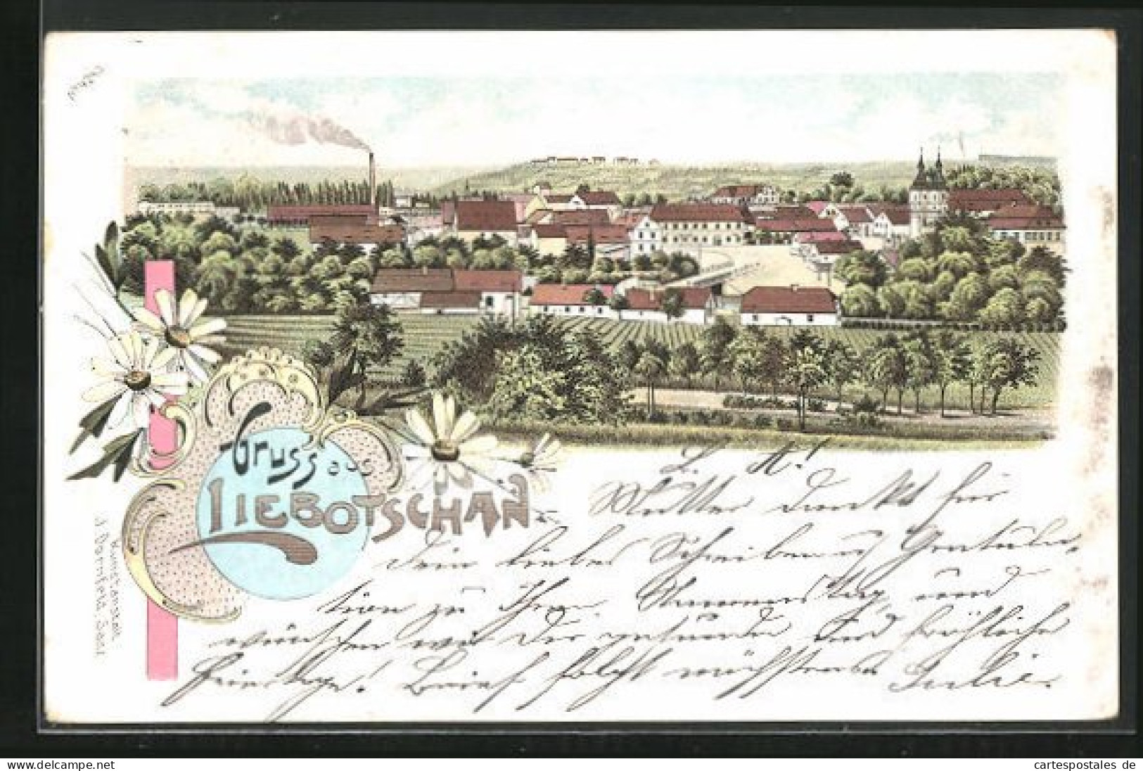 Lithographie Liebotschan, Blick über Die Stadt  - Tchéquie