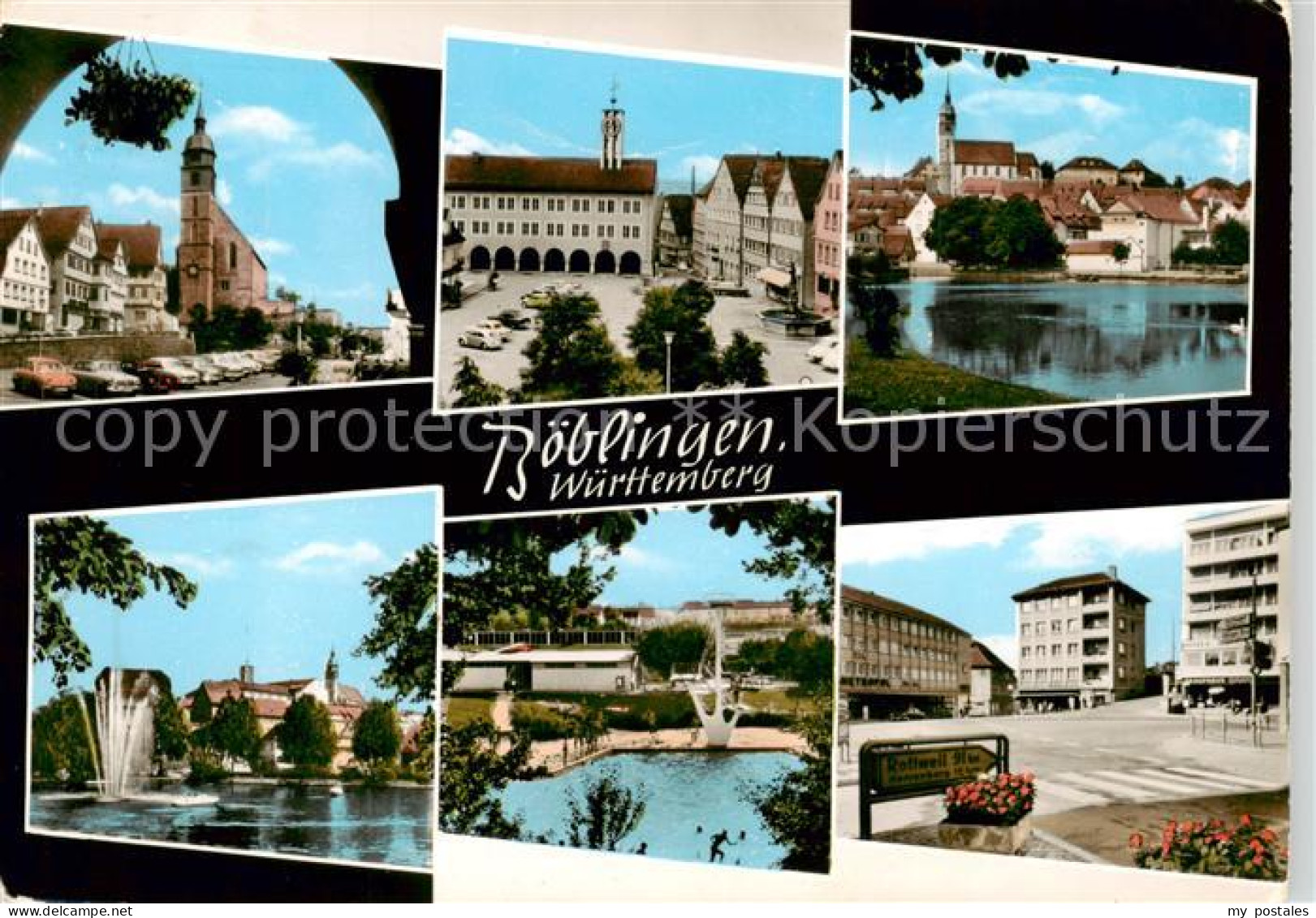 73865691 Boeblingen Ortsmotive Zentrum Kirche Schwanenteich Wasserspiele Boeblin - Böblingen