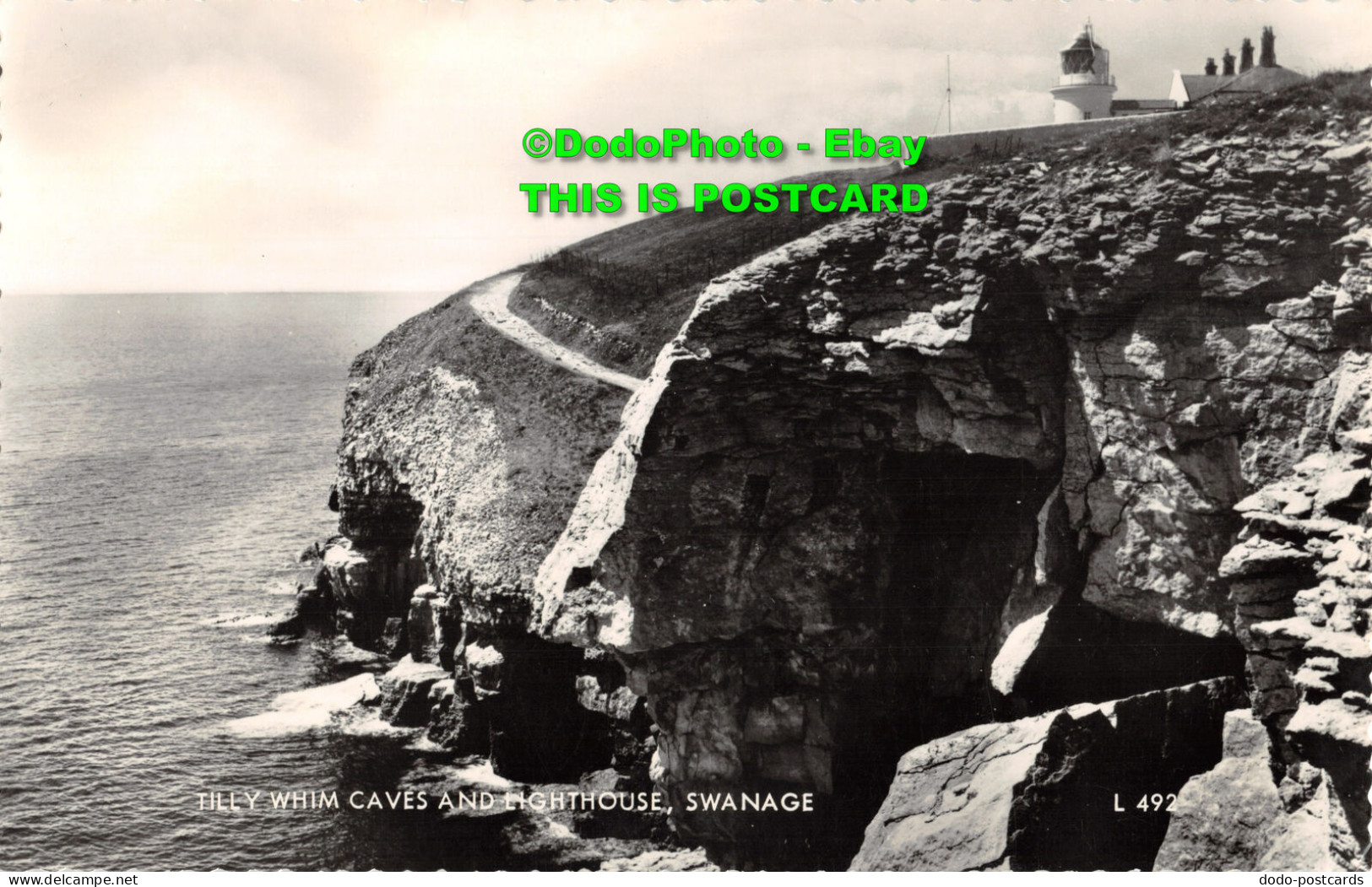 R414098 Swanage. Tilly Whim Caves And Lighthouse. Valentine. RP - World