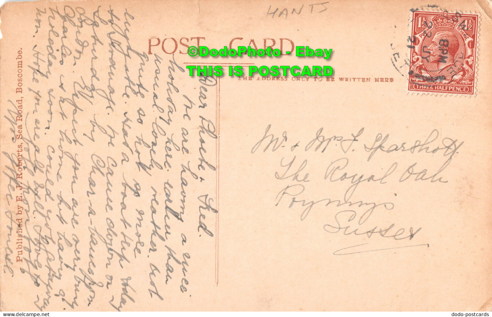 R414814 Boscombe Pier. E. J. Roberts. Postcard - Wereld