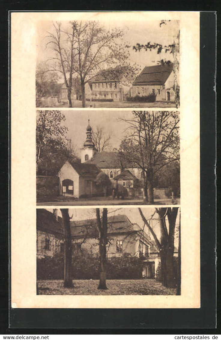 AK Dobricany, Kirche, Schloss, Strassenpartie  - Tchéquie