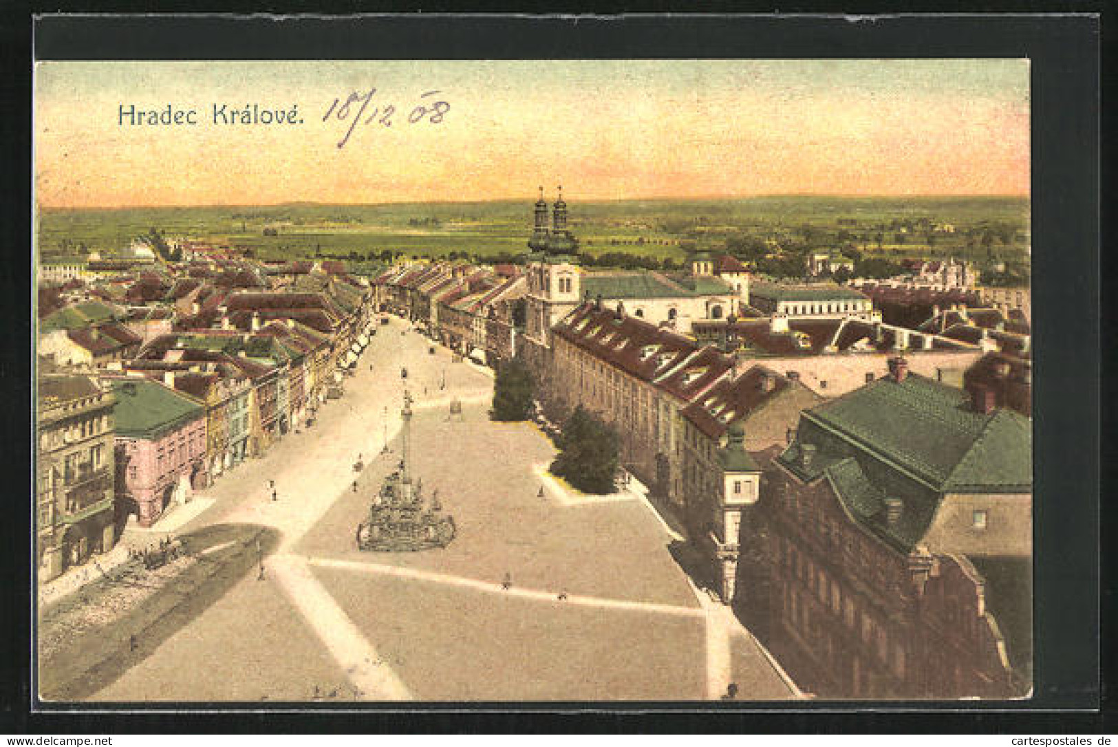 AK Königgrätz / Hradec Kralove, Platz Mit Denkmal  - Tchéquie