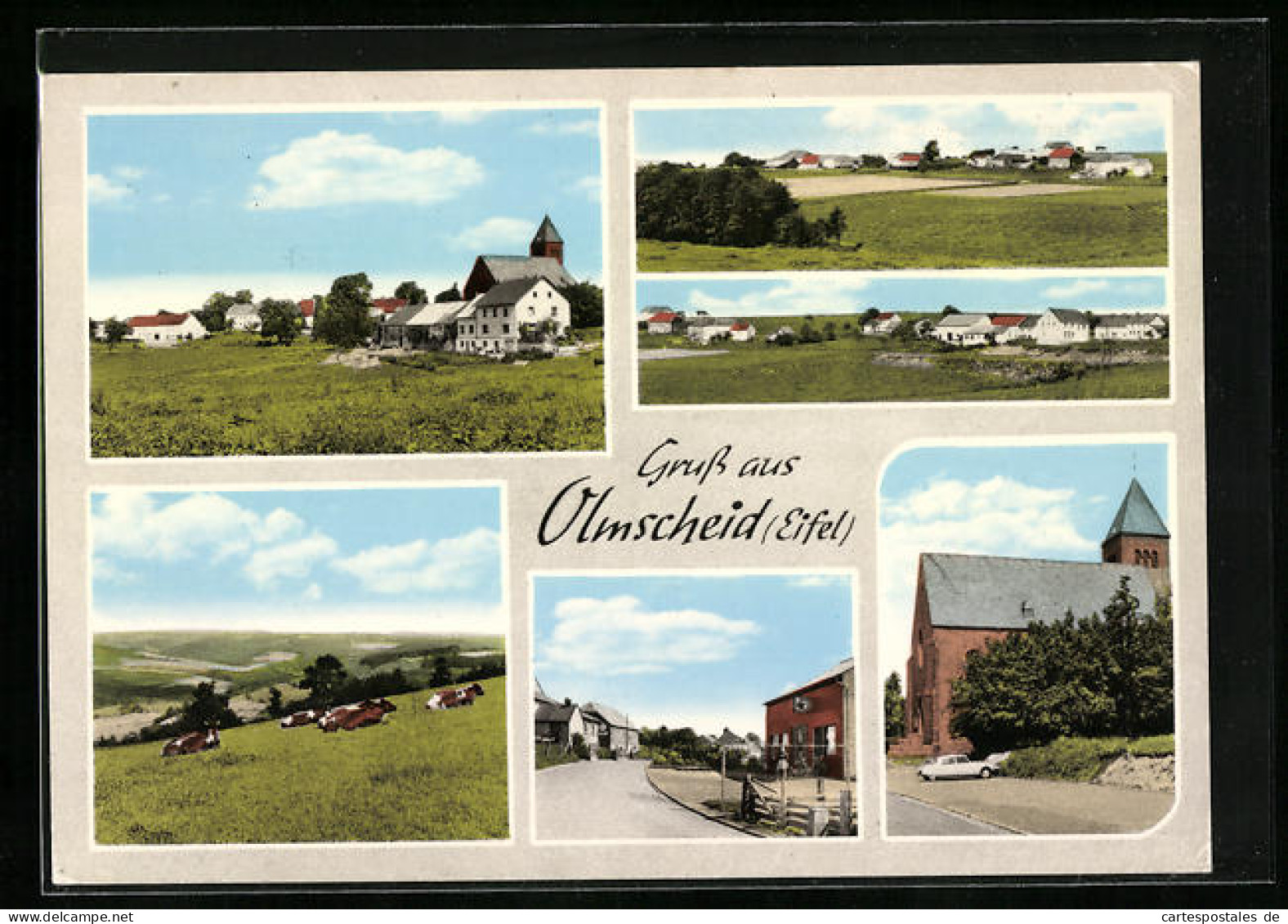 AK Olmscheid / Eifel, Ortsansicht, Kirche Und Strassenpartie  - Altri & Non Classificati