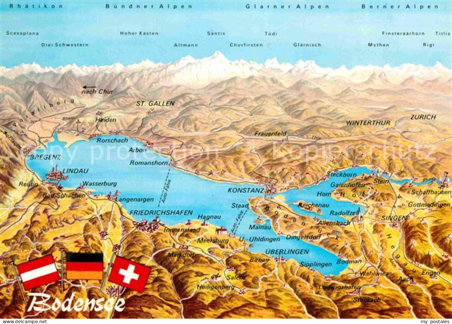 72756574 Bodensee Und Umgebung Panoramakarte Bodensee - Andere & Zonder Classificatie
