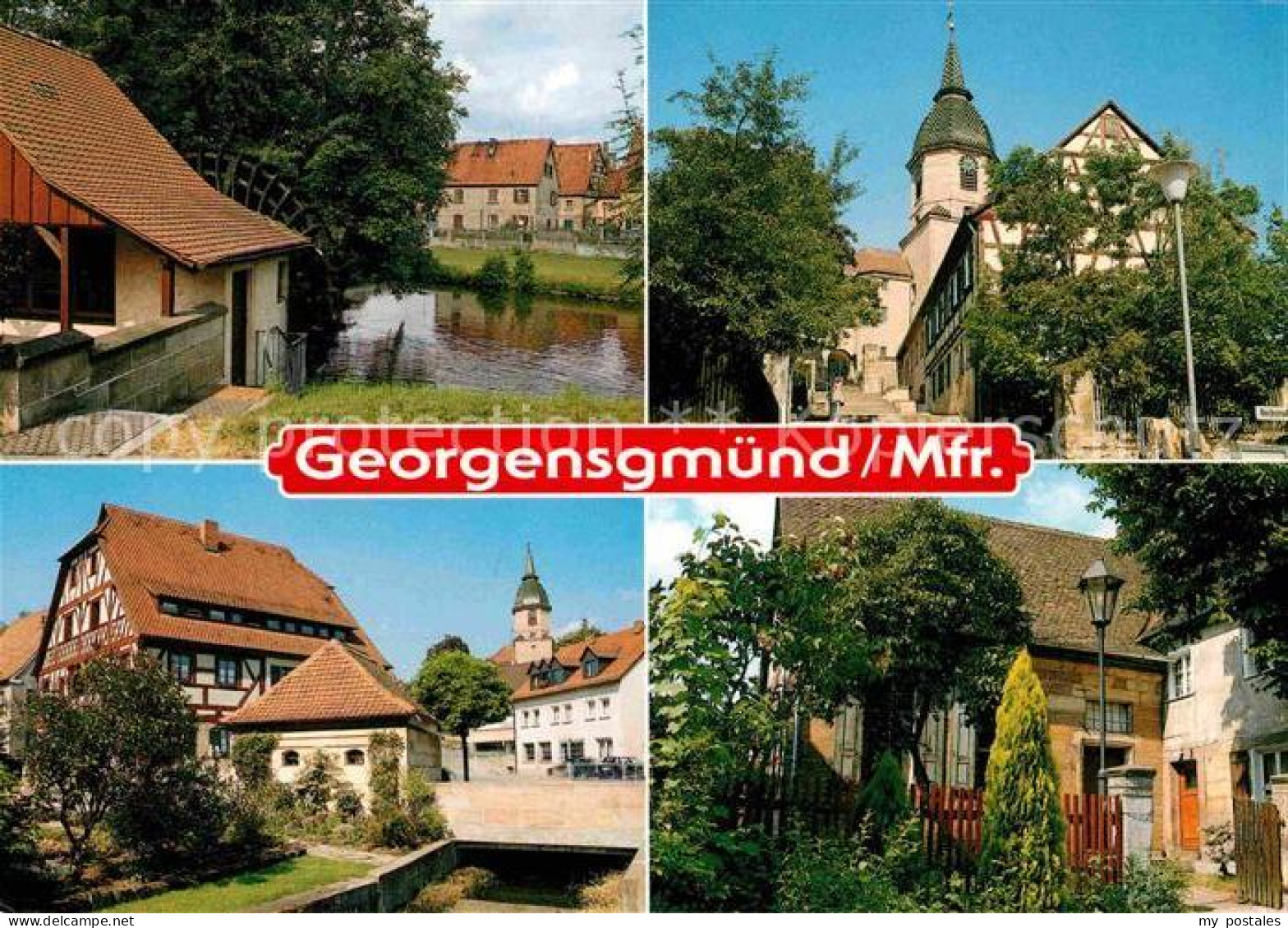 72756262 Georgensgmuend Wasserrad St. Georgskirche Marktplatz Mit Fachwerkhaus S - Sonstige & Ohne Zuordnung