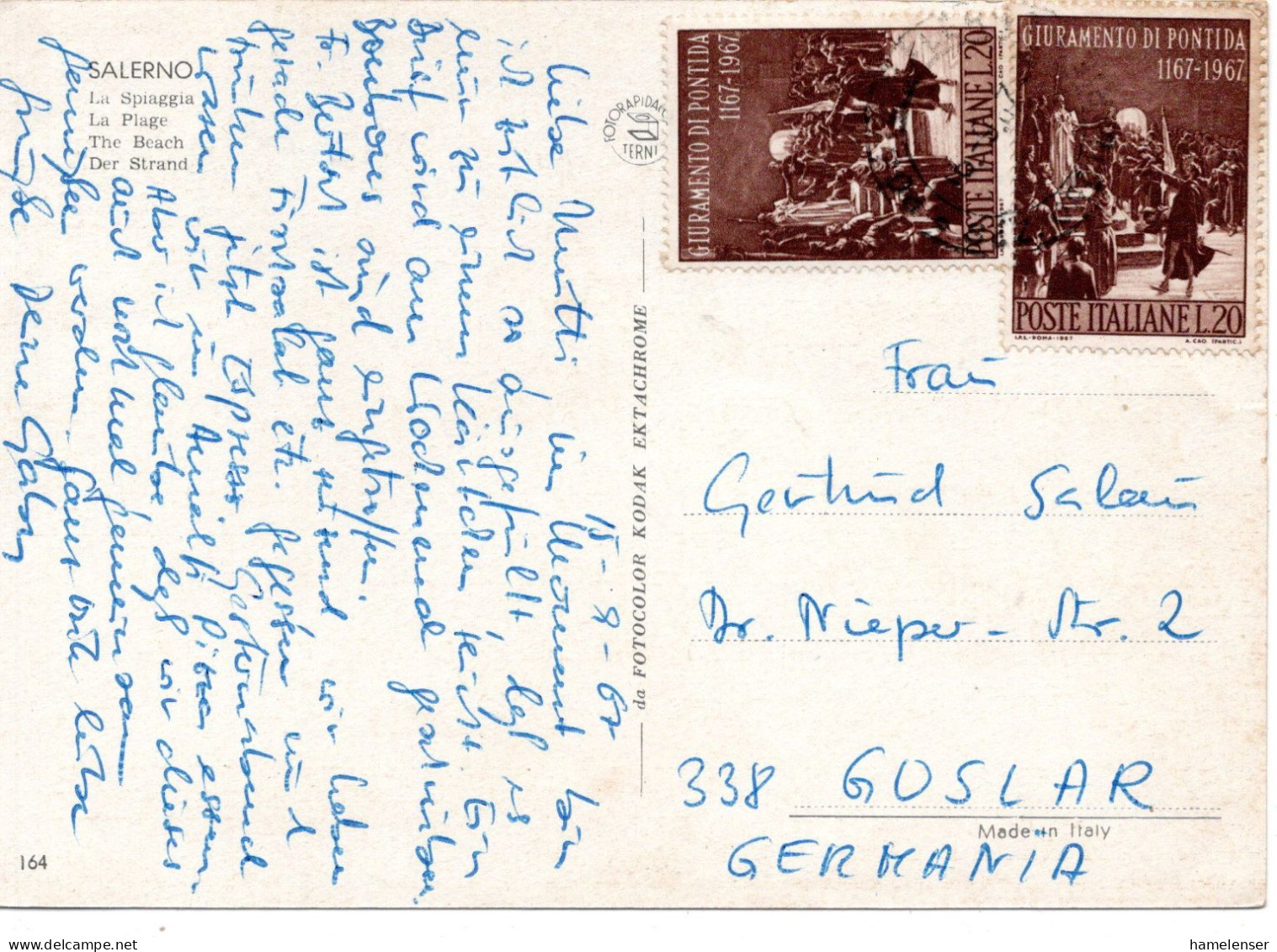 78871 - Vatikan - 1967 - 2@20L Pontida A AnsKte CITTA DEL VATICANO -> Westdeutschland - Lettres & Documents