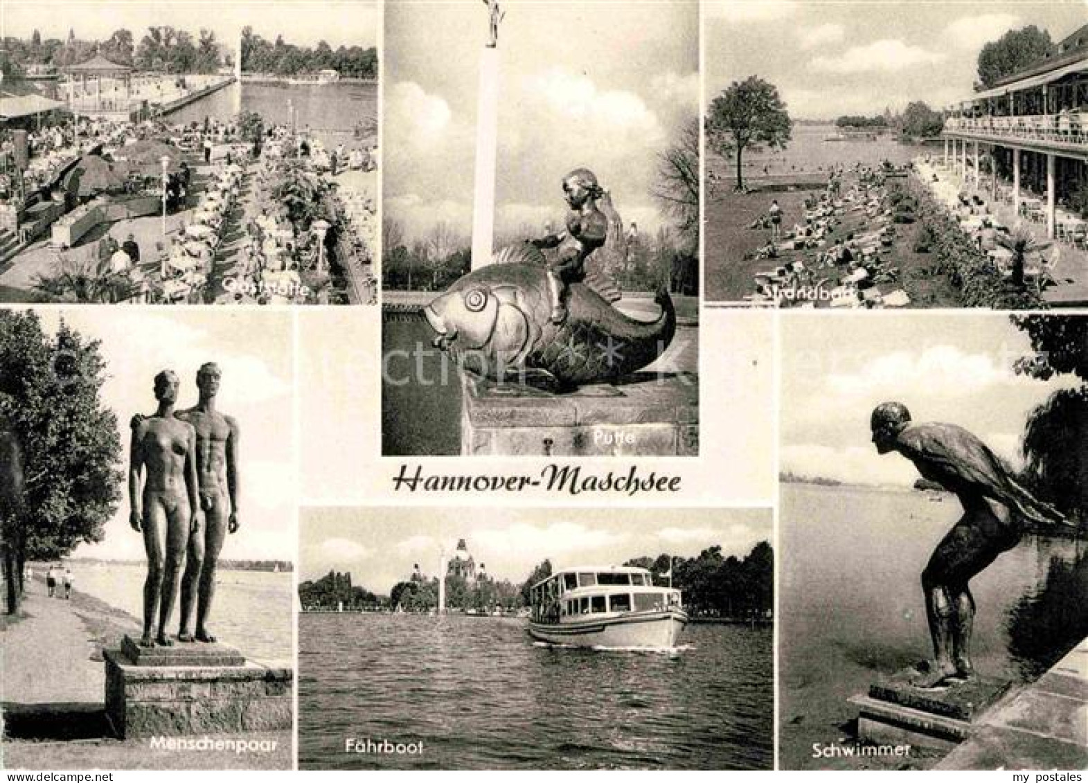 72755220 Hannover Maschsee Gaststaette Putte Strandbad Schwimmer Menschenpaar St - Hannover