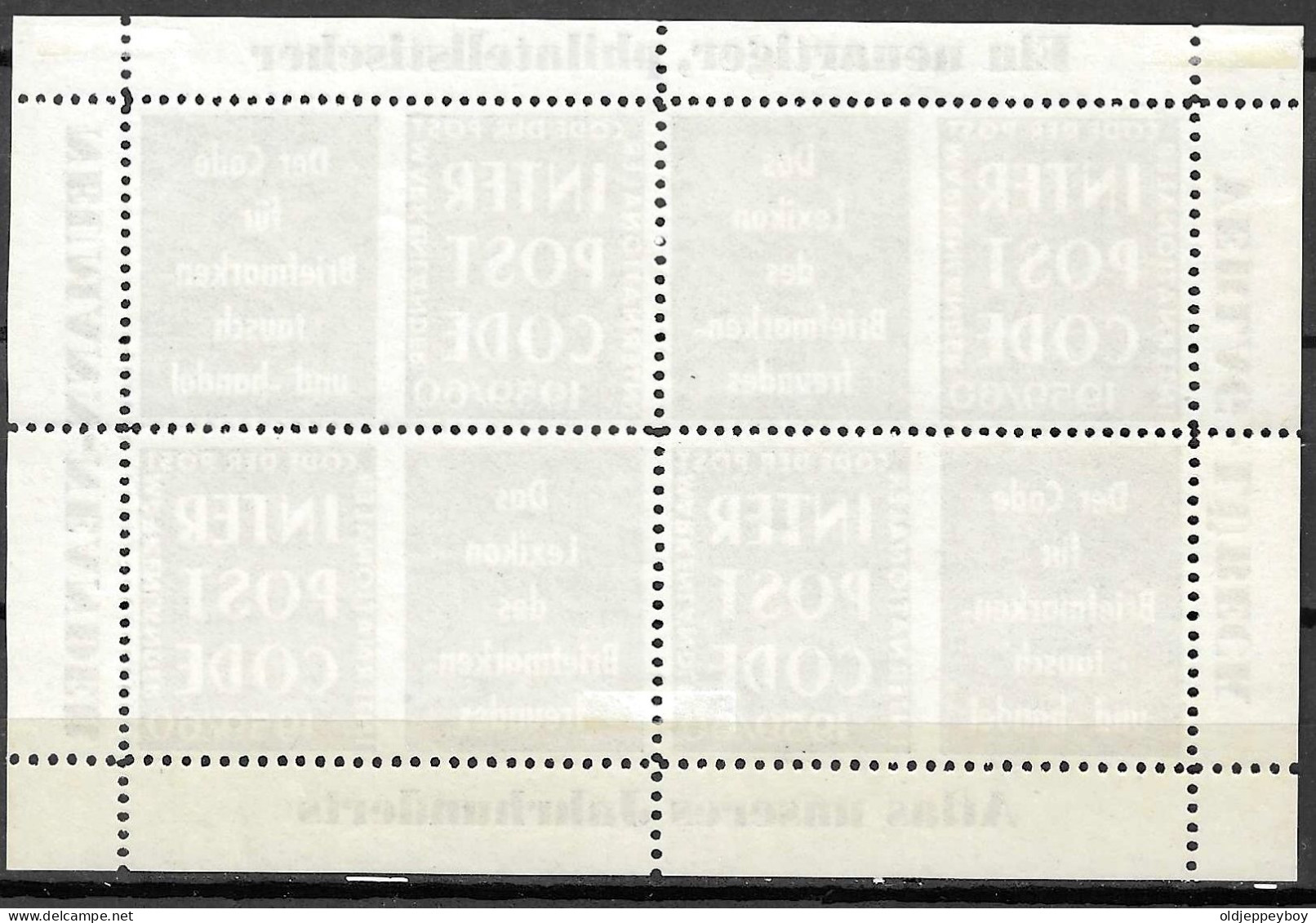 Lexikon INTERNATIONALER CODE DER POST VERLAG LUBECK 1959/1960  VIGNETTE Reklamemarke BLOCK MNH**  - Vignetten (Erinnophilie)